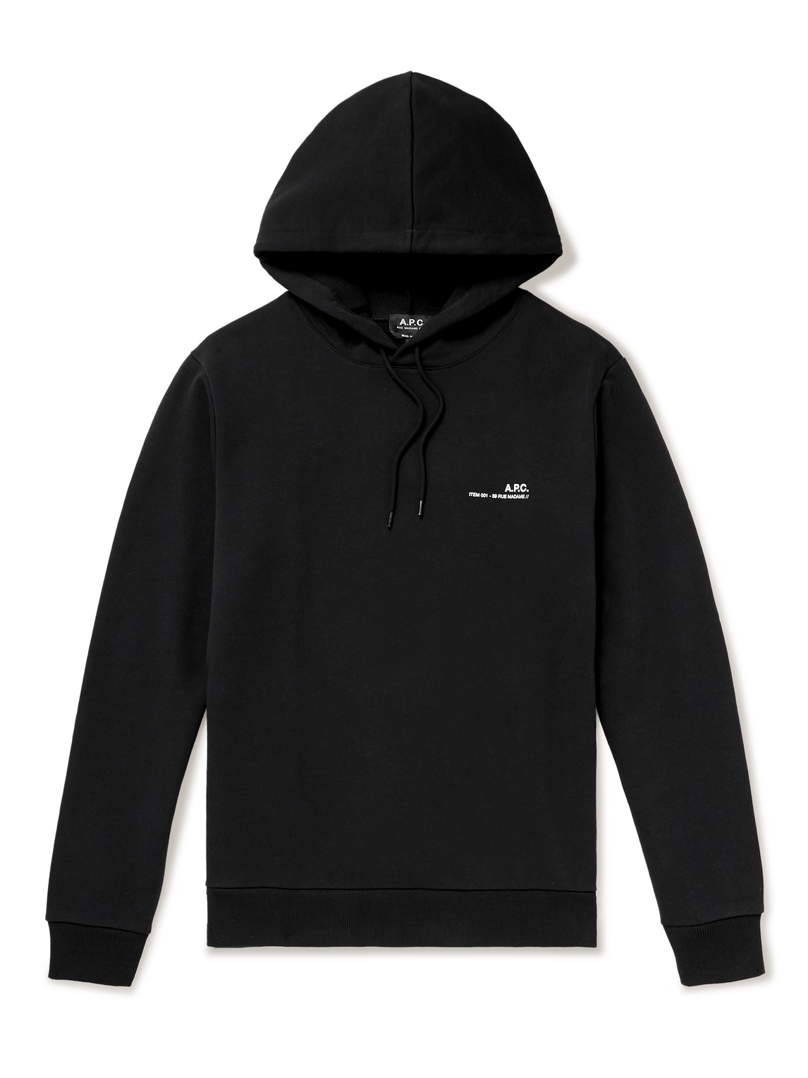 Shop Apc Logo-print Cotton-jersey Hoodie In Black