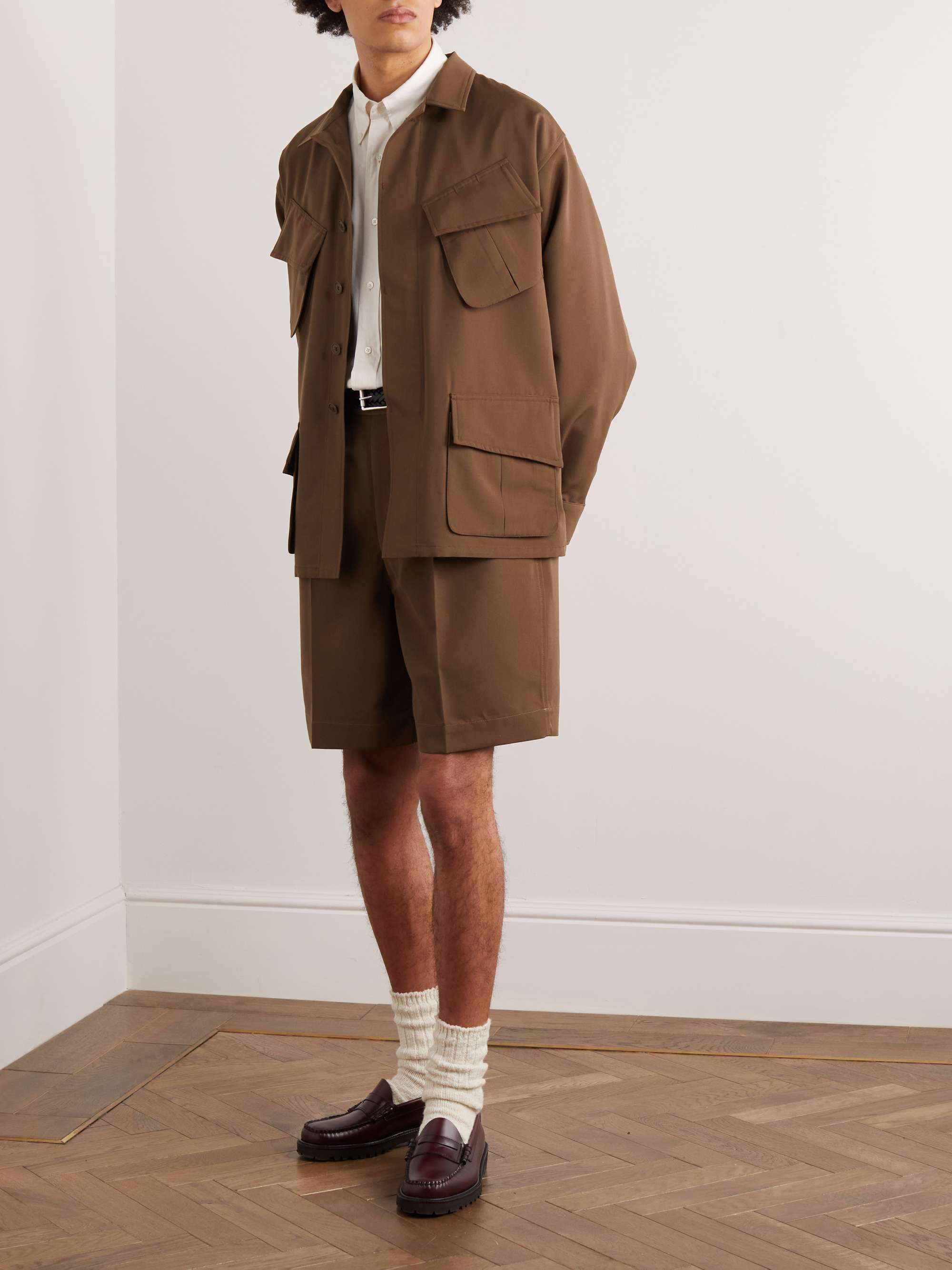 KAPTAIN SUNSHINE Gurkha Straight-Leg Wool-Canvas Shorts for Men 