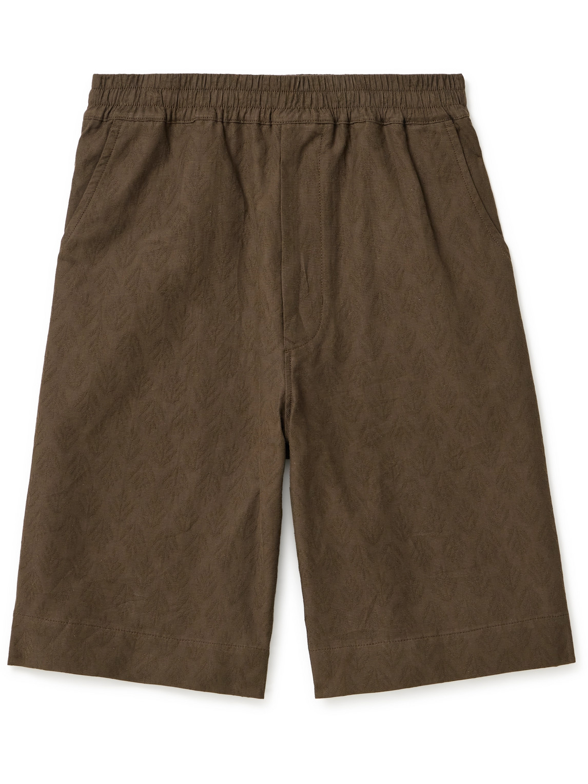 Straight-Leg Cotton-Jacquard Drawstring Shorts