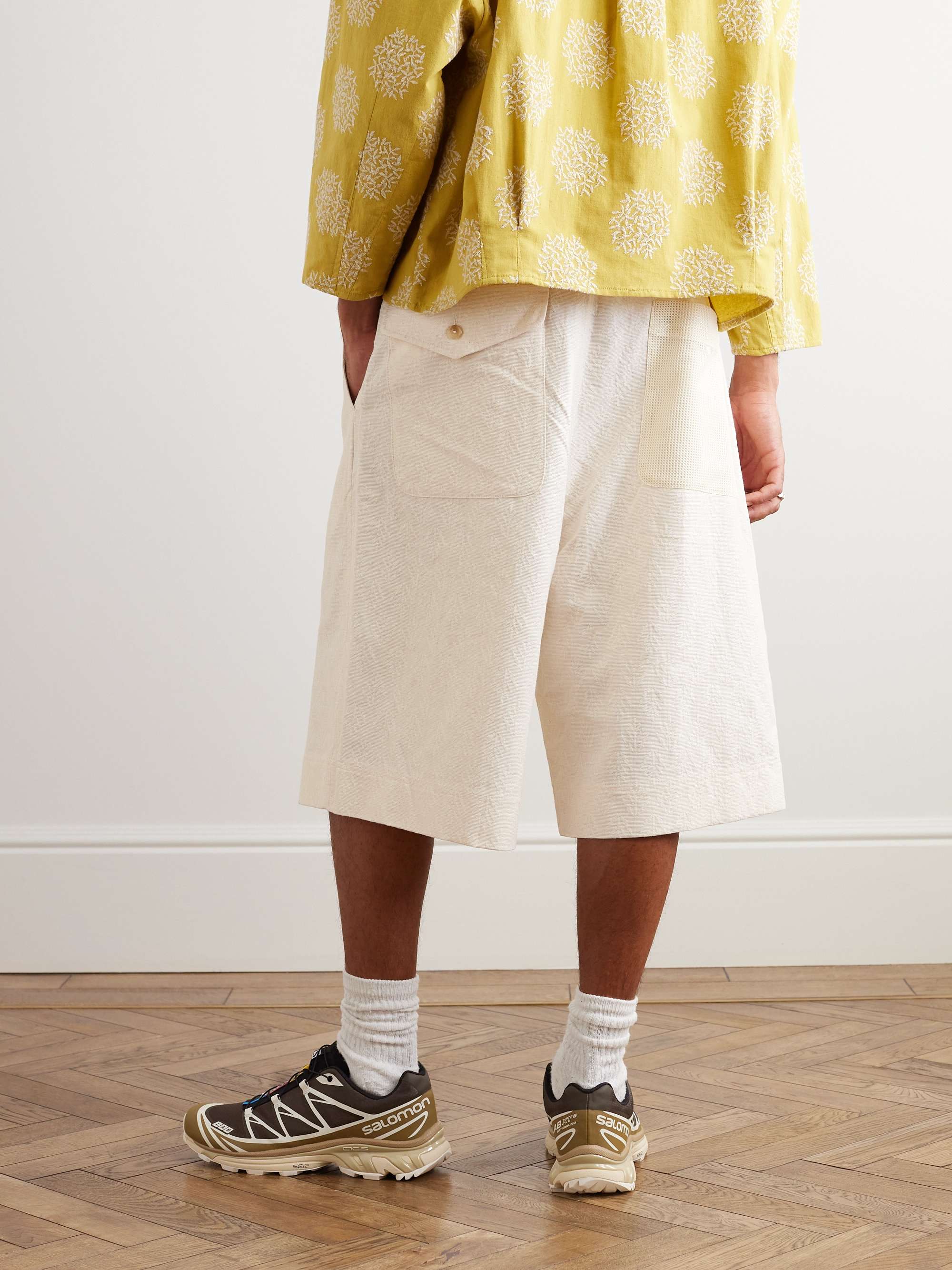 MERELY MADE Straight-Leg Cotton-Jacquard Drawstring Shorts