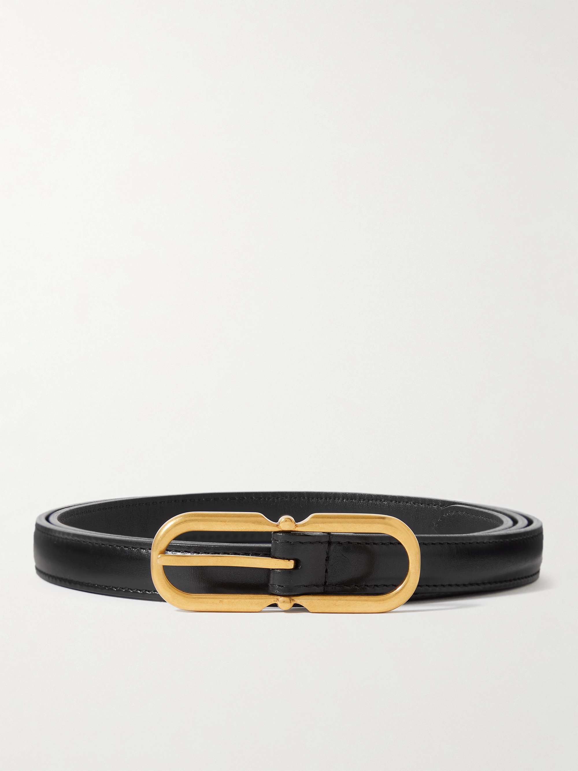 Saint Laurent 3cm Monogram Smooth Leather Belt In Black