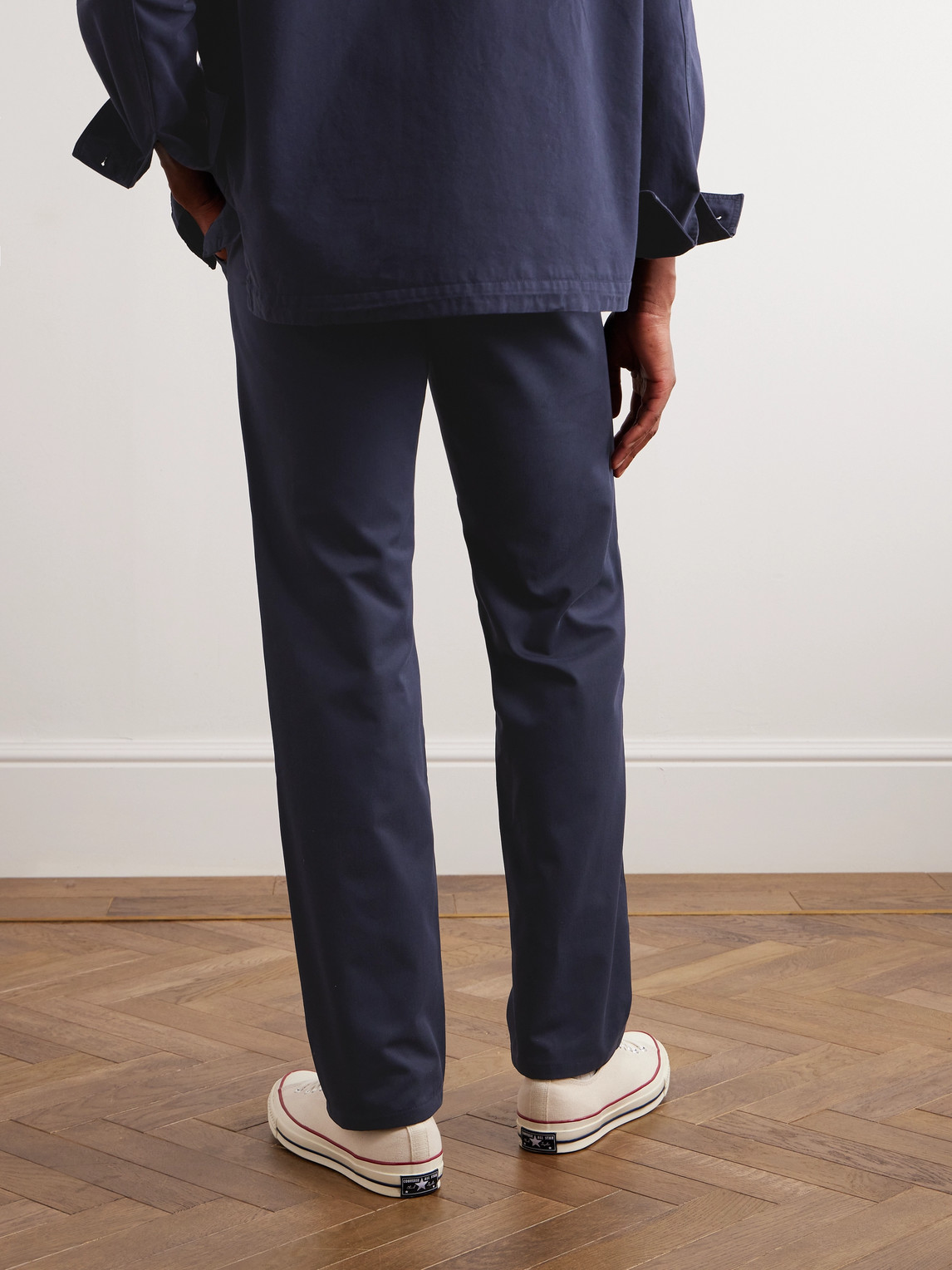 Shop Apc Straight-leg Cotton-twill Chinos In Blue