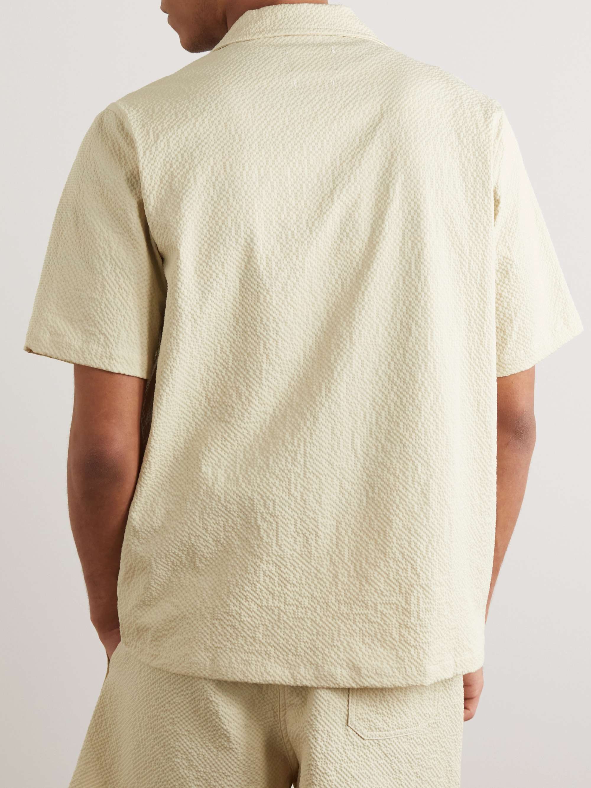 HOWLIN' Logo-Appliquéd Stretch-Cotton Seersucker Shirt