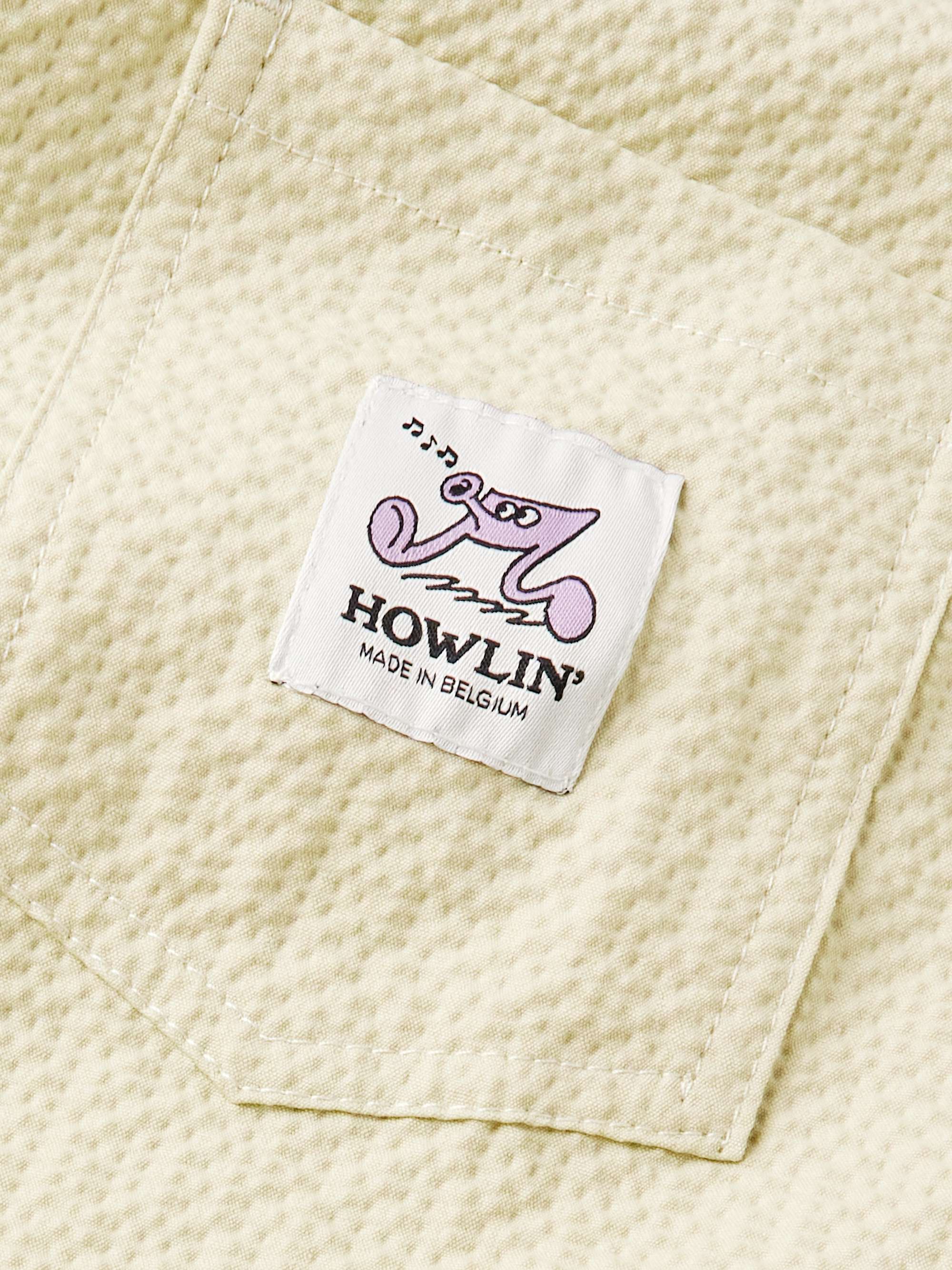 HOWLIN' Logo-Appliquéd Stretch-Cotton Seersucker Shirt