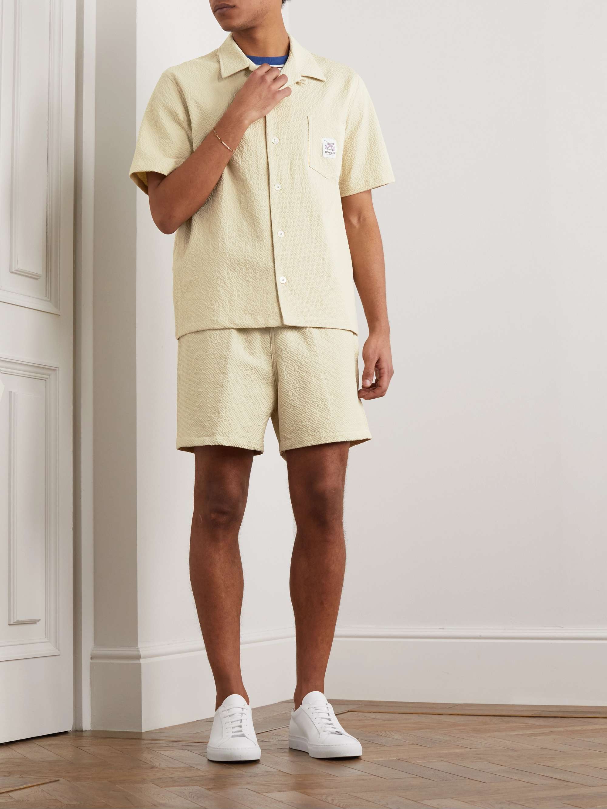 HOWLIN' Logo-Appliquéd Stretch-Cotton Seersucker Shirt