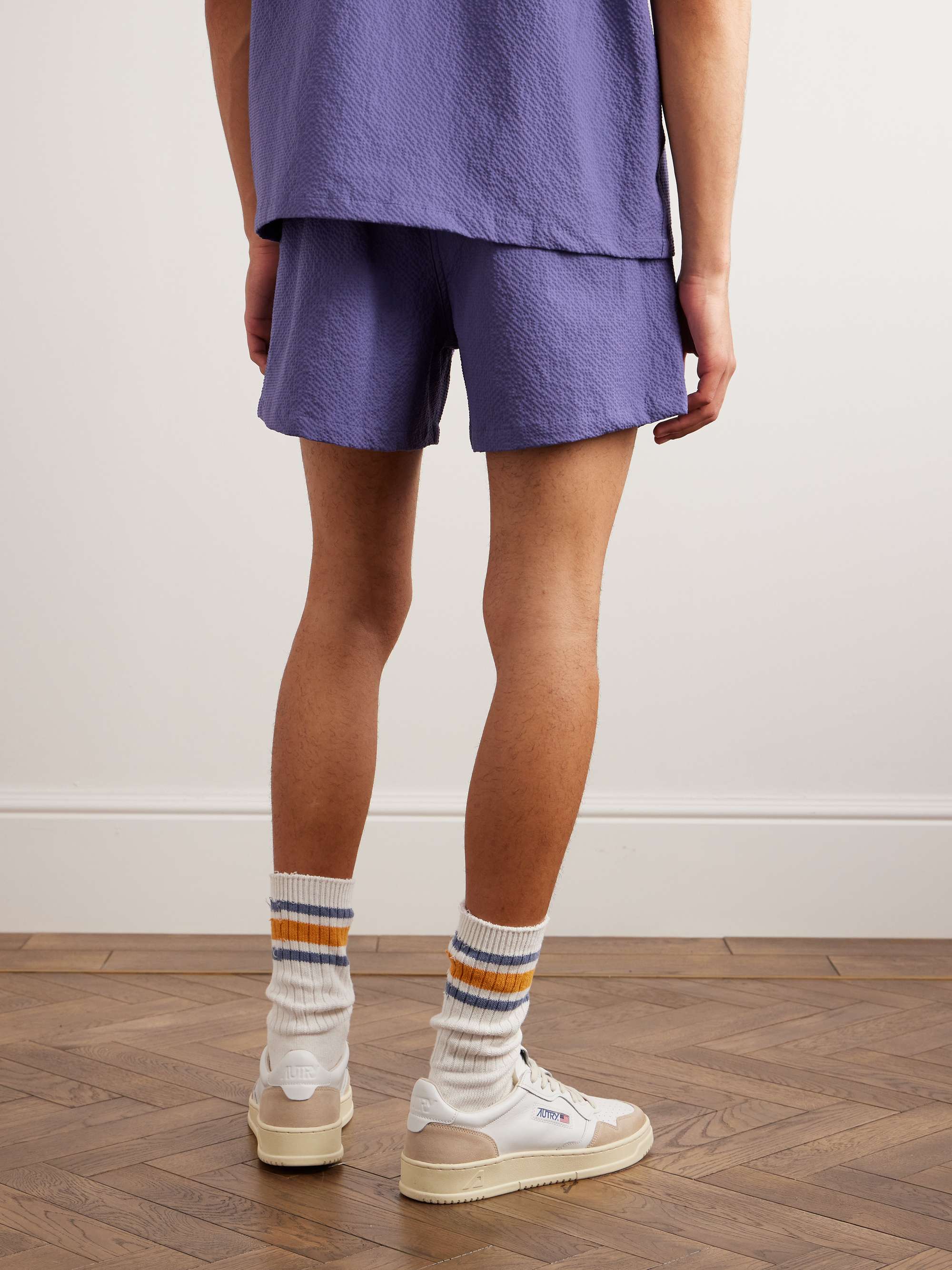 HOWLIN' Magic Straight-Leg Cotton-Blend Seersucker Drawstring Shorts