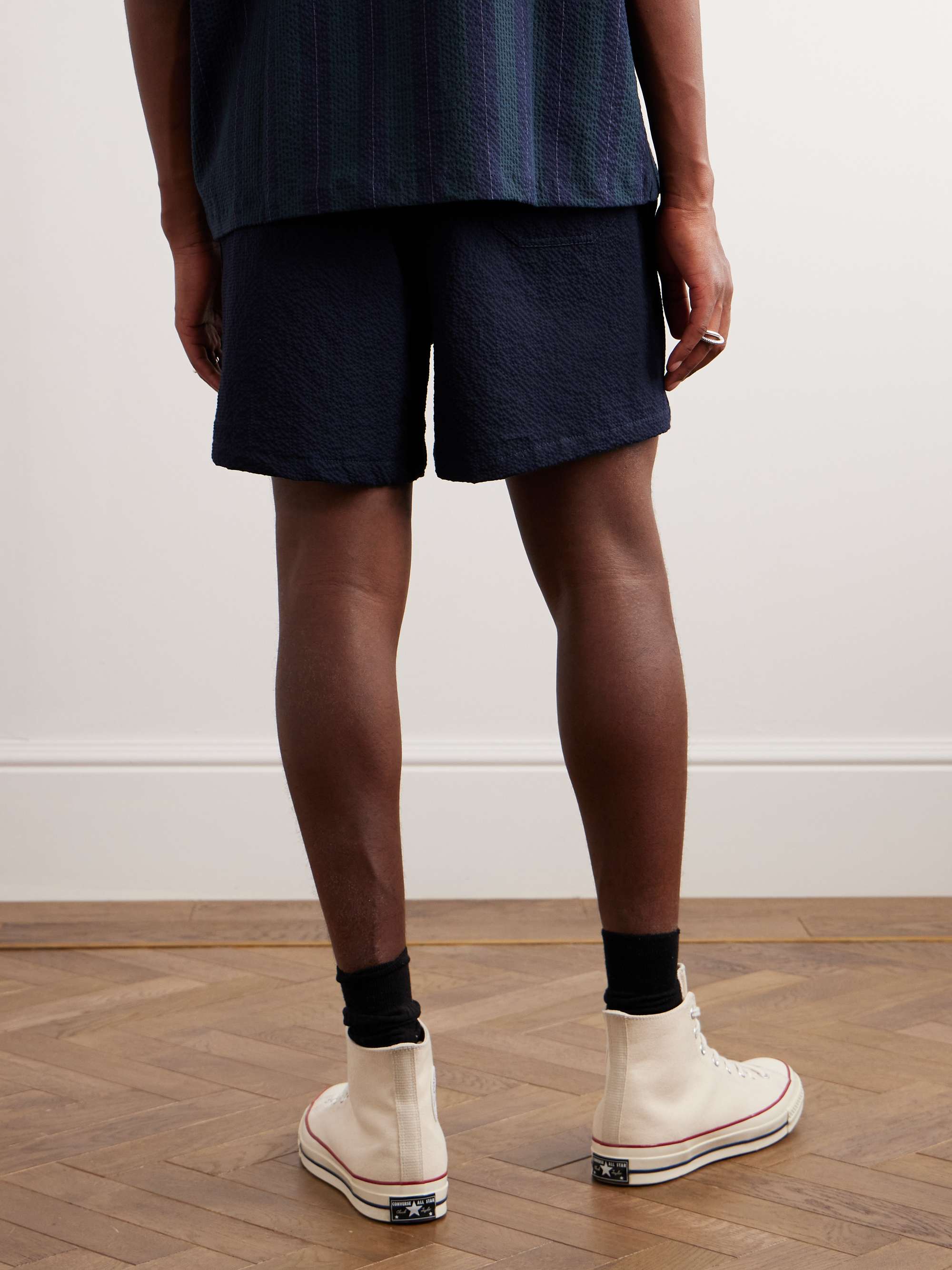 HOWLIN' Magic Straight-Leg Cotton-Blend Seersucker Drawstring Shorts