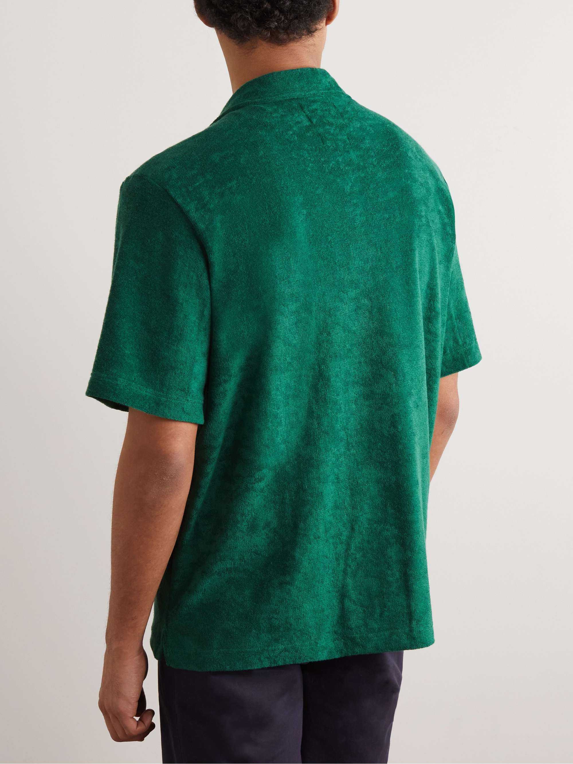 HOWLIN' Cocktail in Towel Camp-Collar Cotton-Blend Terry Shirt