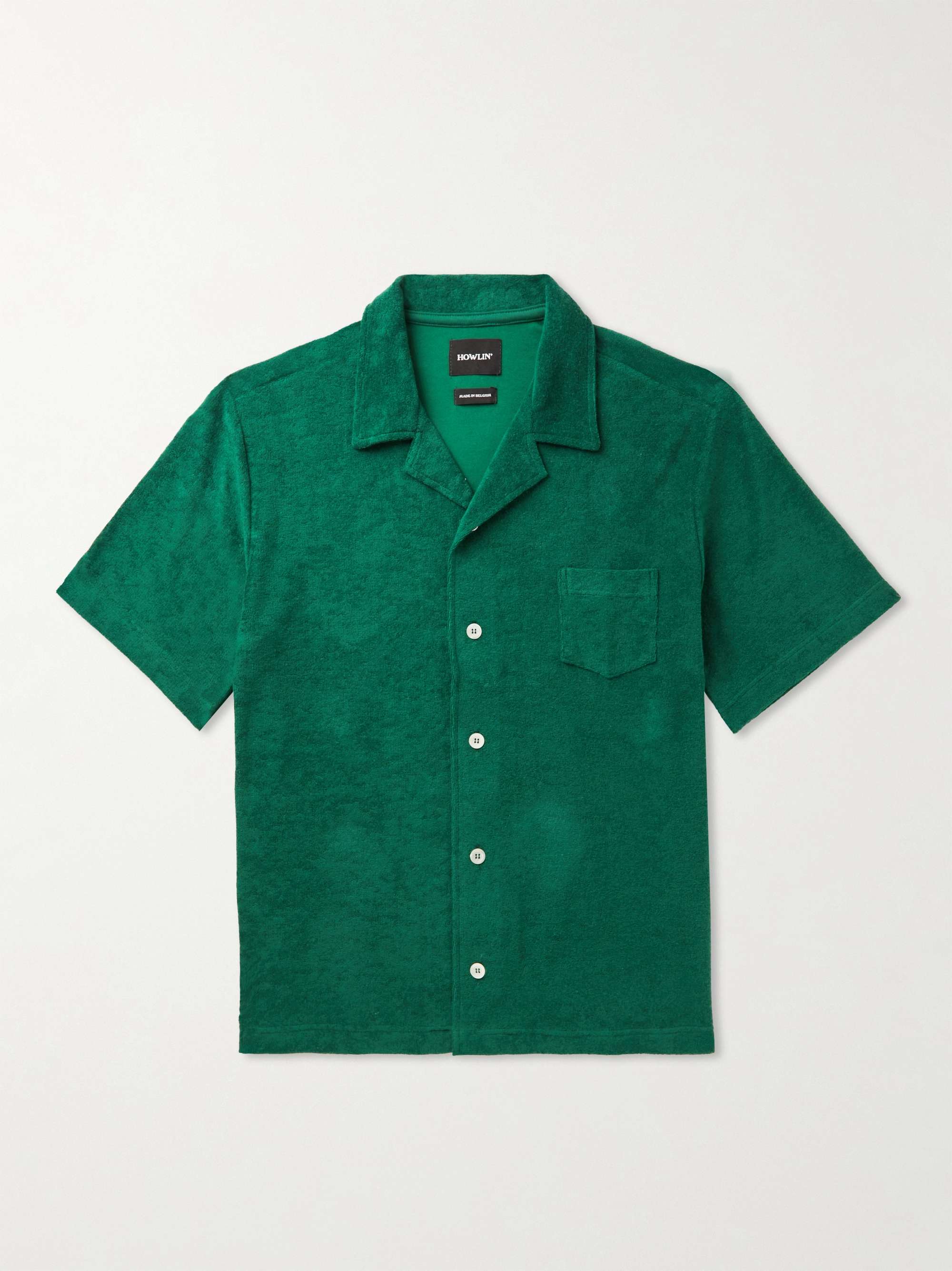 HOWLIN' Cocktail in Towel Camp-Collar Cotton-Blend Terry Shirt