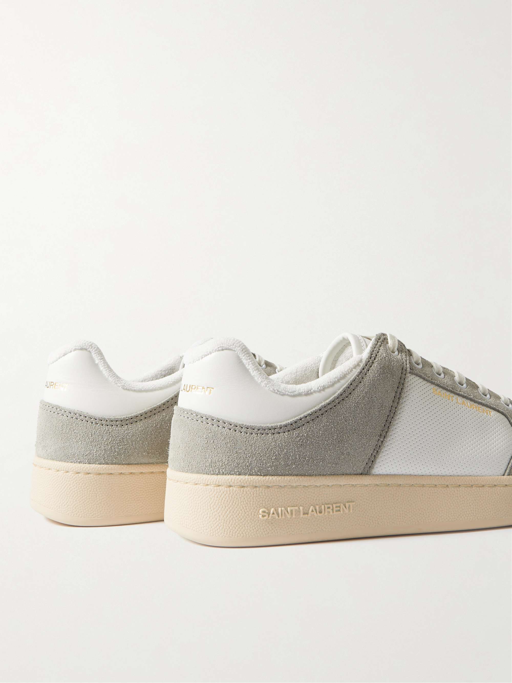 SAINT LAURENT SL/61 Perforated Leather and Suede Sneakers