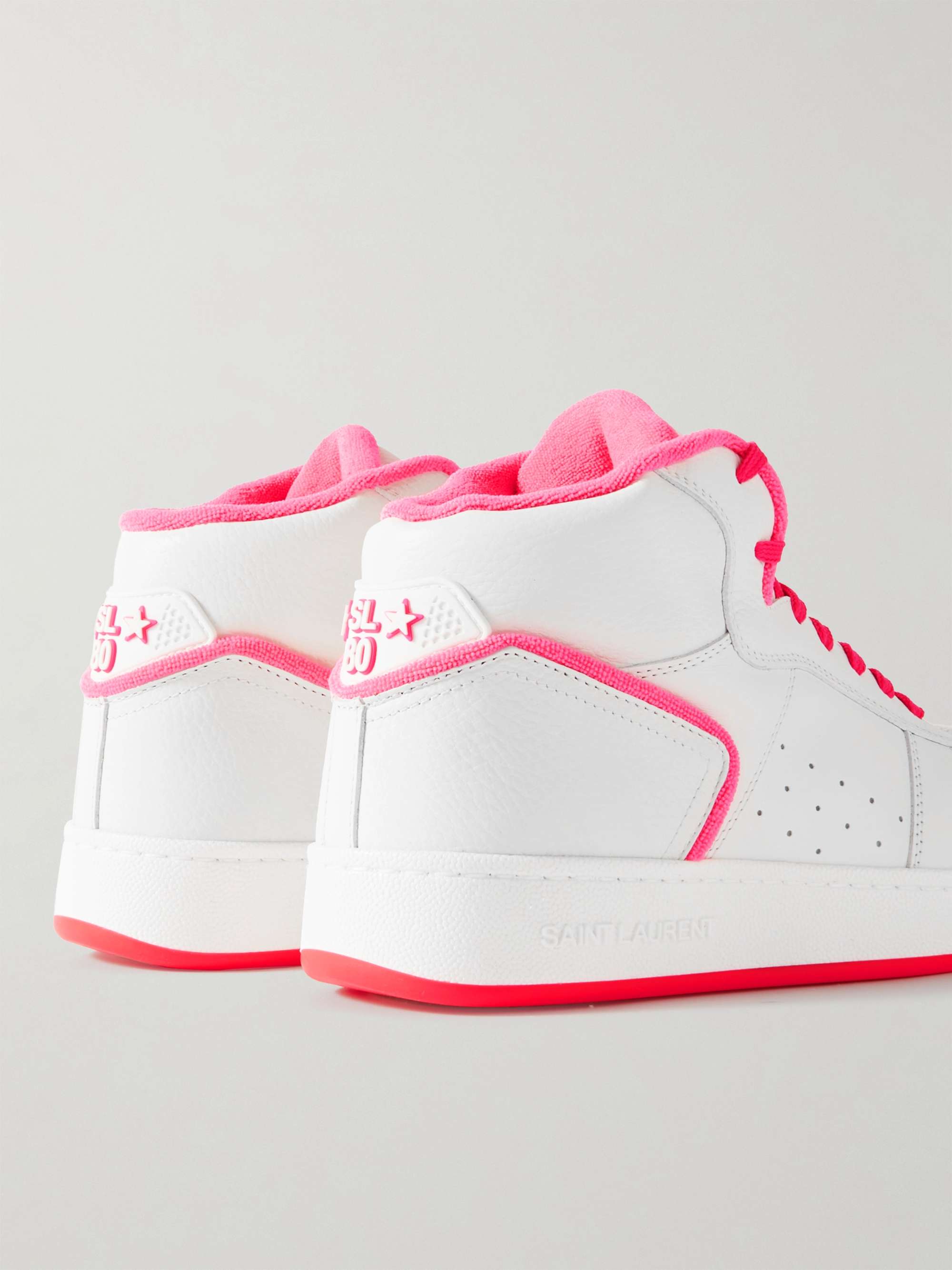 SAINT LAURENT SL/80 Perforated Leather High-Top Sneakers