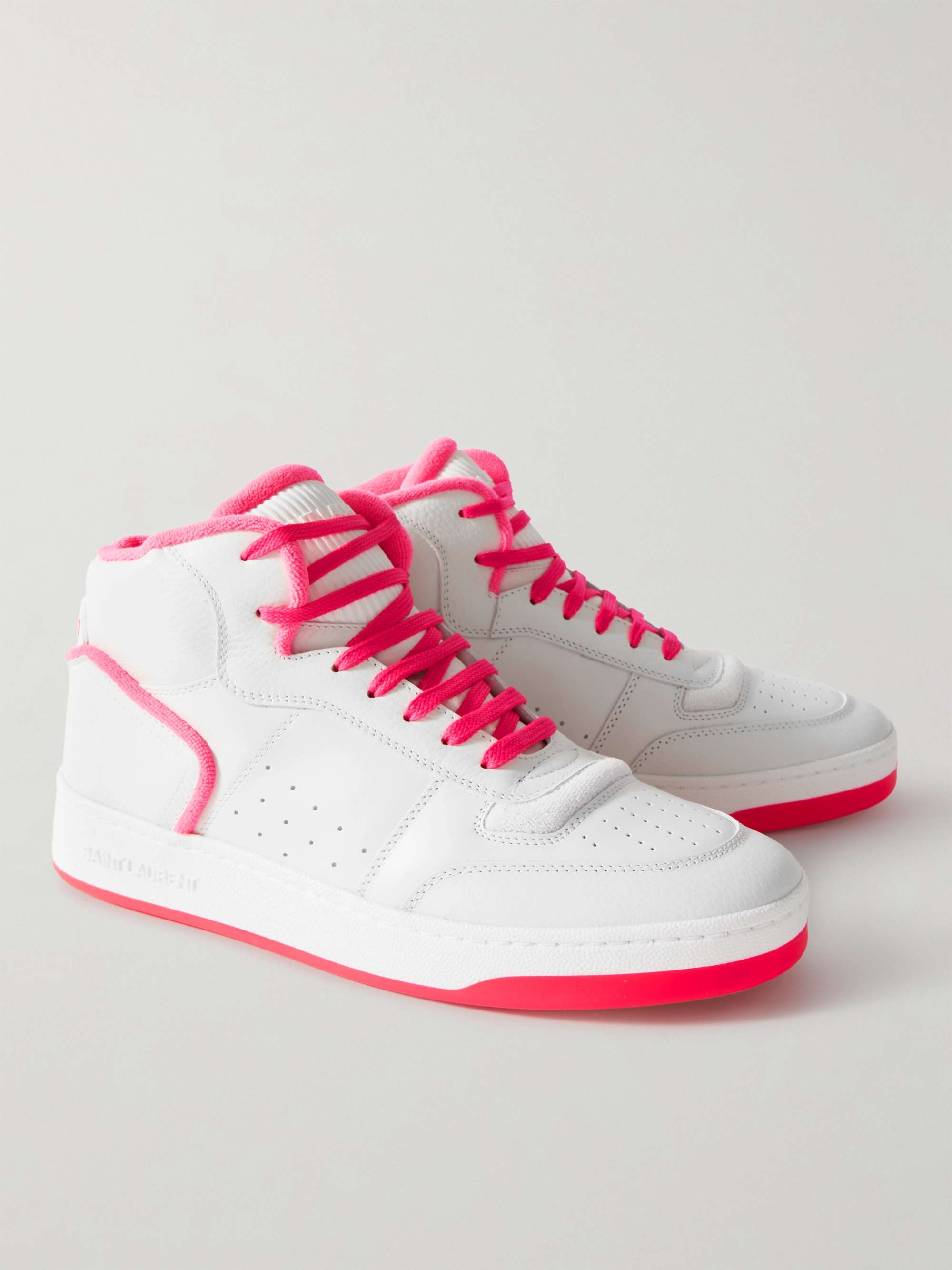SAINT LAURENT SL/80 Perforated Leather High-Top Sneakers