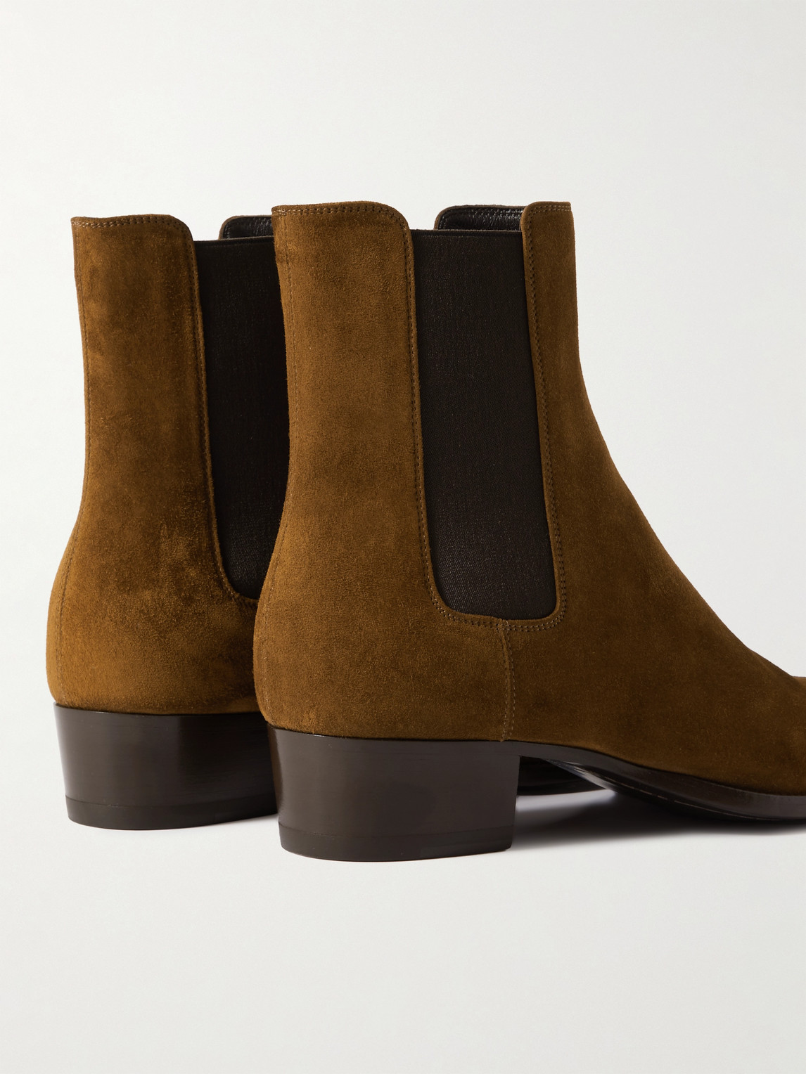 Shop Saint Laurent Wyatt Suede Chelsea Boots In Brown