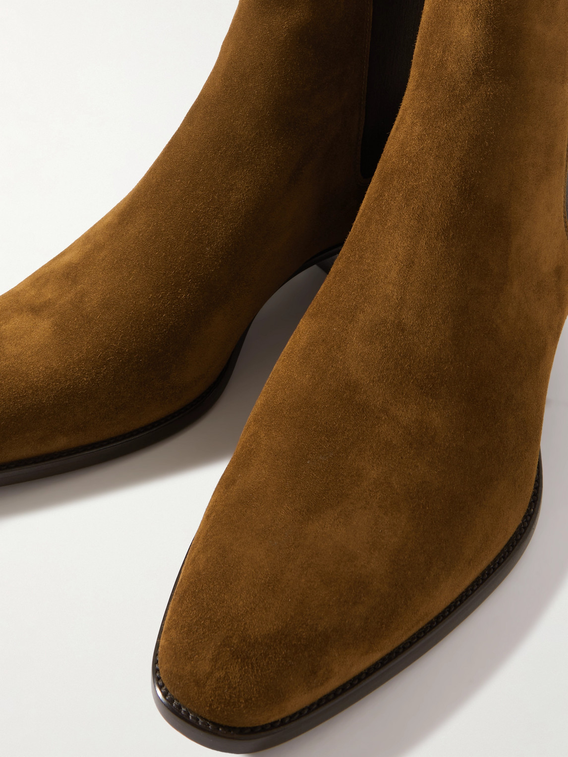 Shop Saint Laurent Wyatt Suede Chelsea Boots In Brown