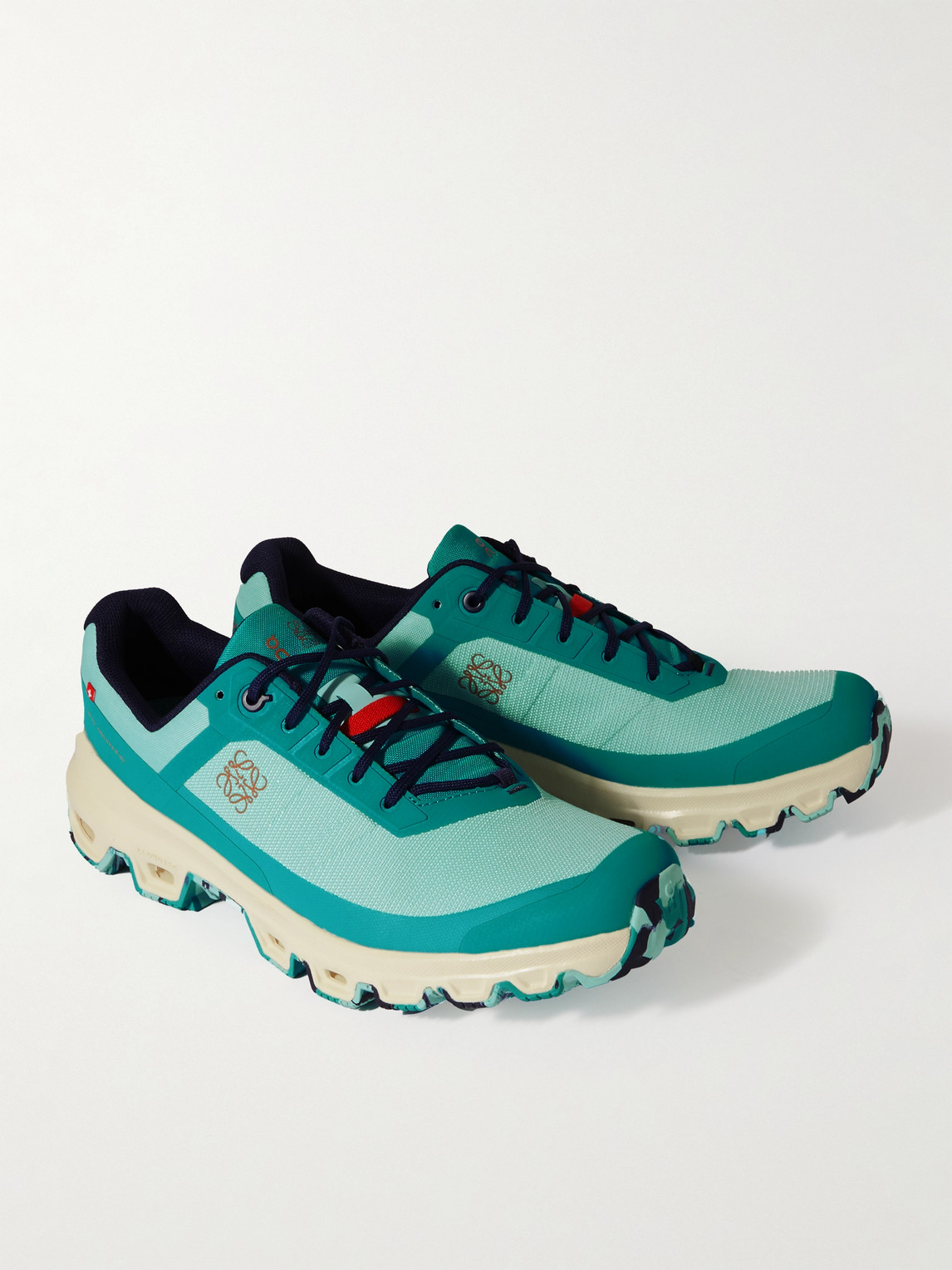 Shop Loewe On Cloudventure Shell-trimmed Mesh Sneakers In Blue
