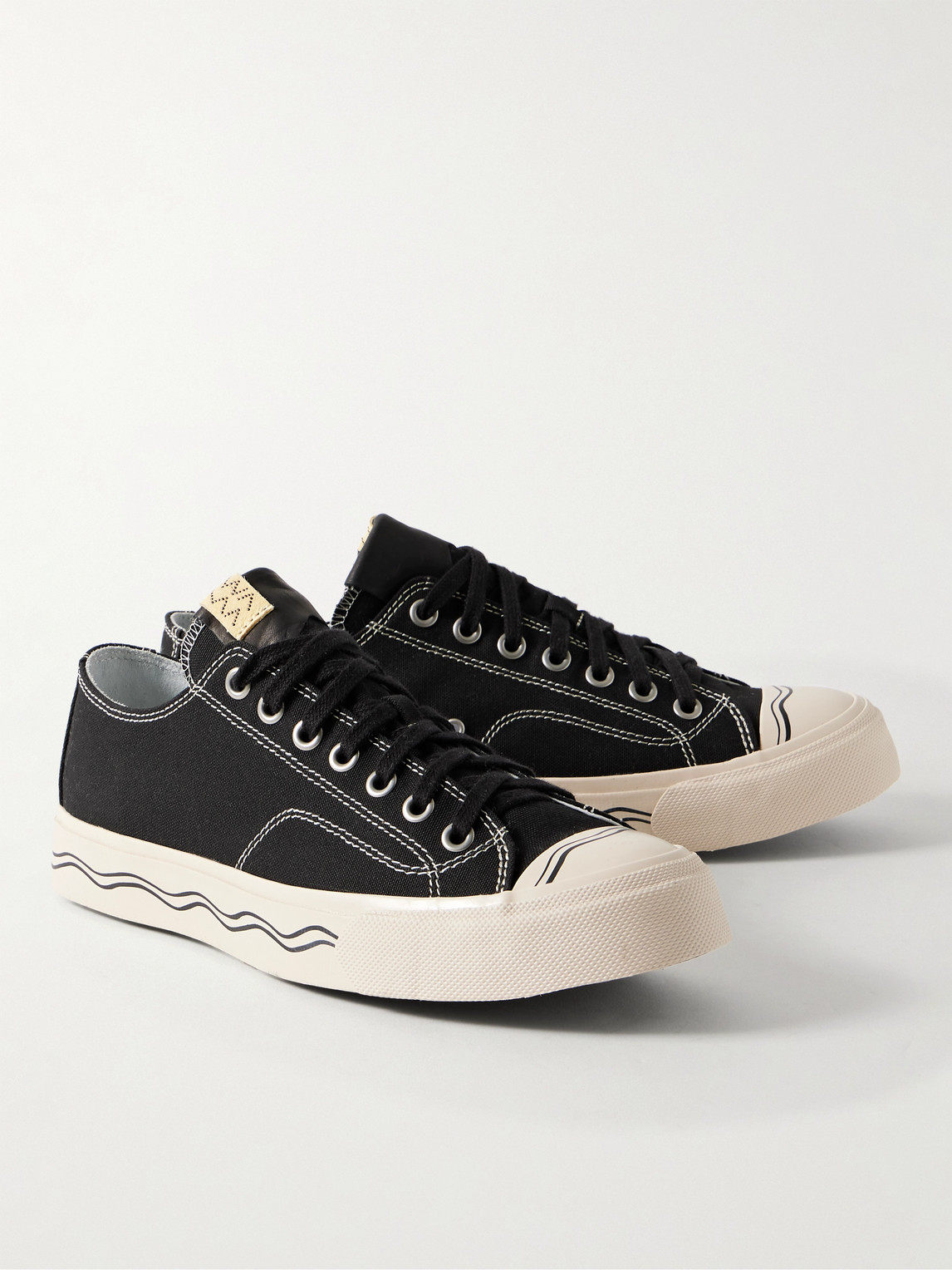 Shop Visvim Seeger Leather And Rubber-trimmed Canvas Sneakers In Black