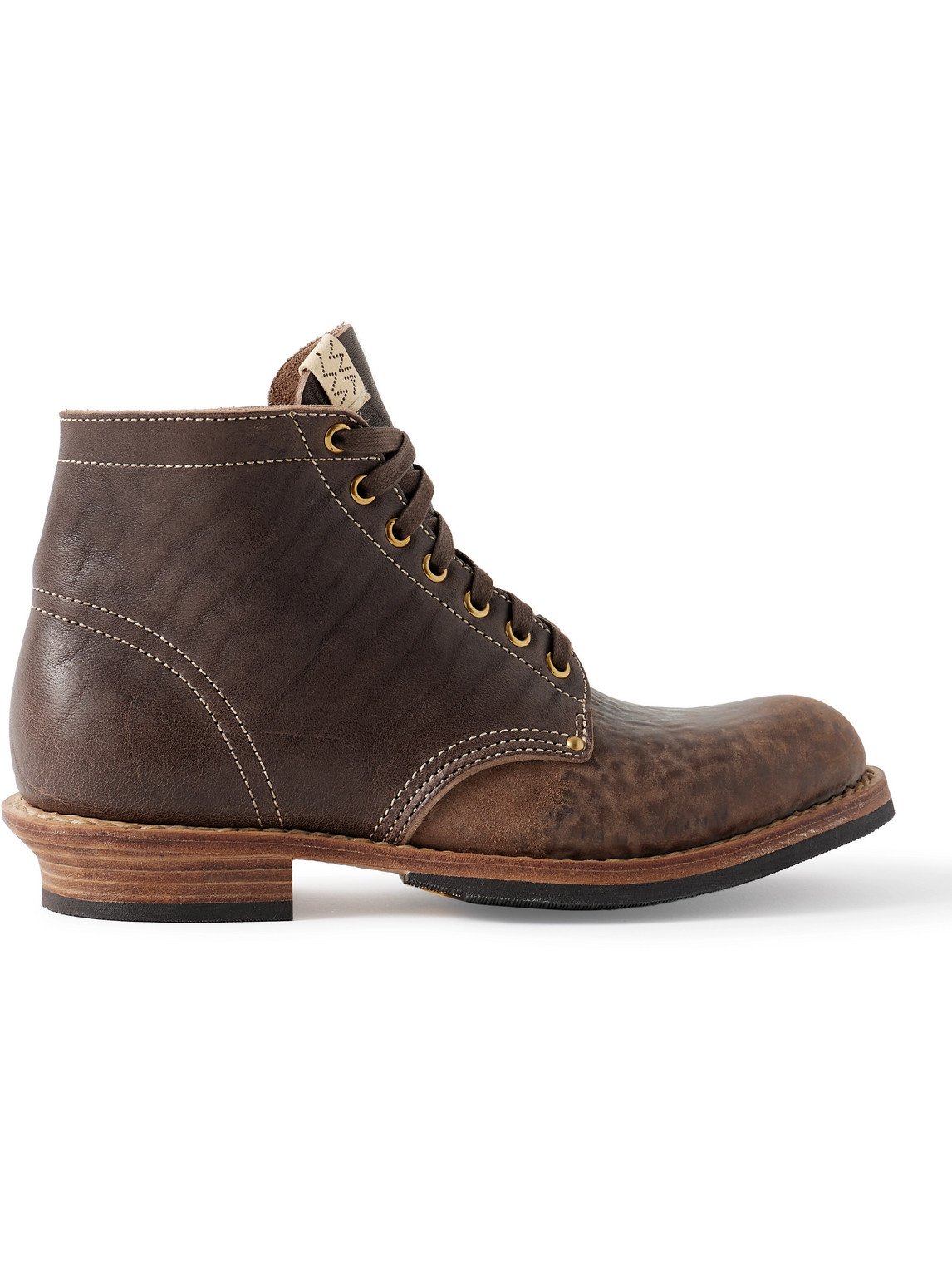 Visvim Brigadier Folk Distressed Leather Boots In Brown