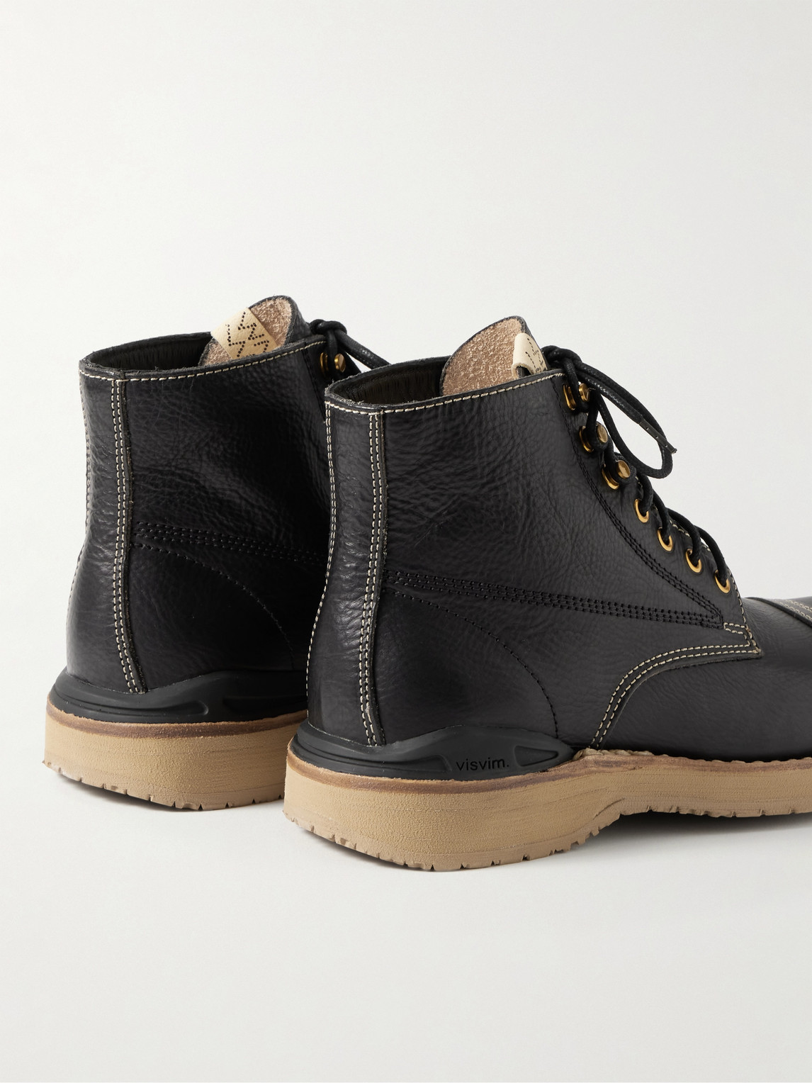 Shop Visvim Virgil Folk Leather Boots In Black