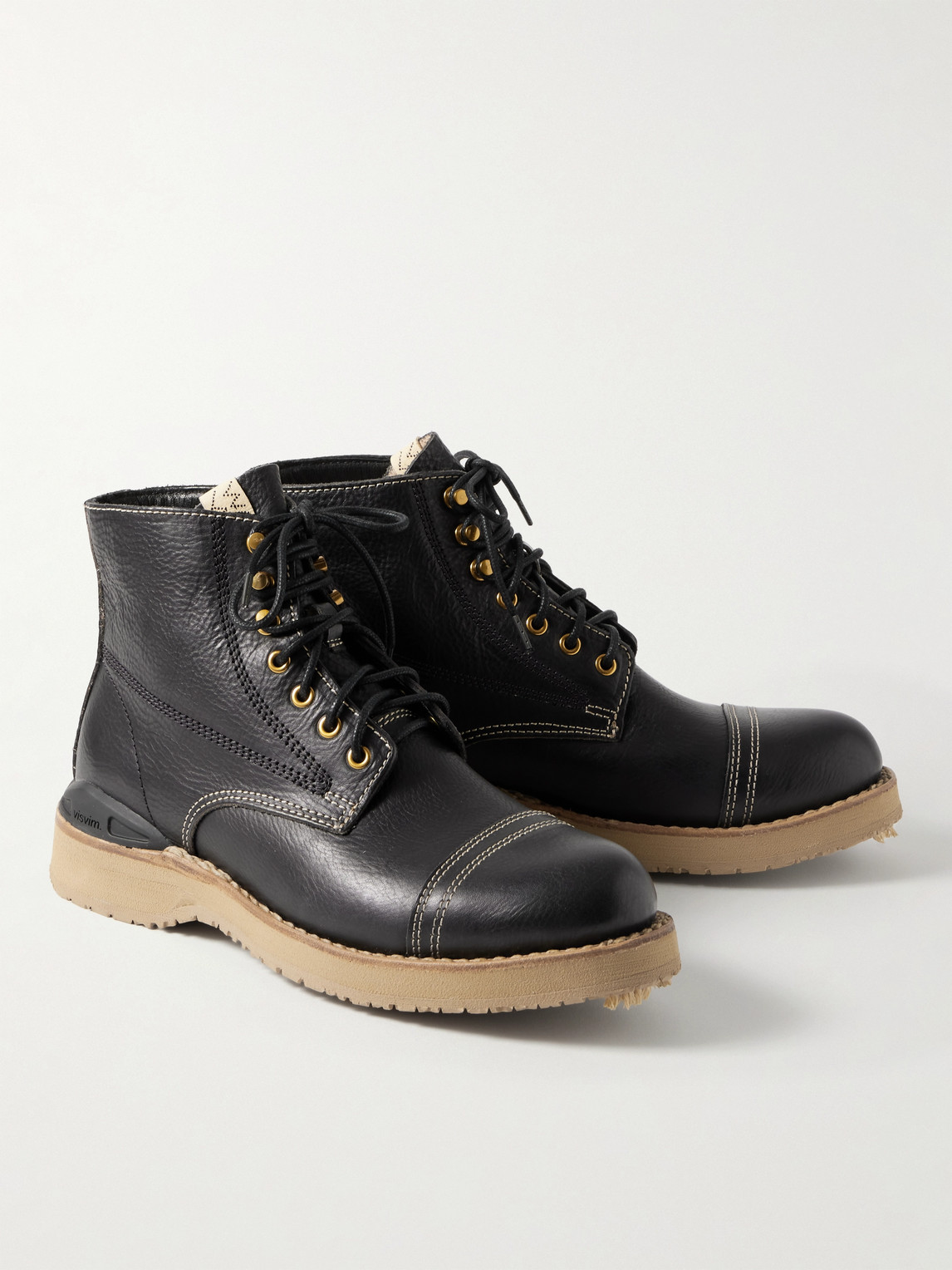 Shop Visvim Virgil Folk Leather Boots In Black