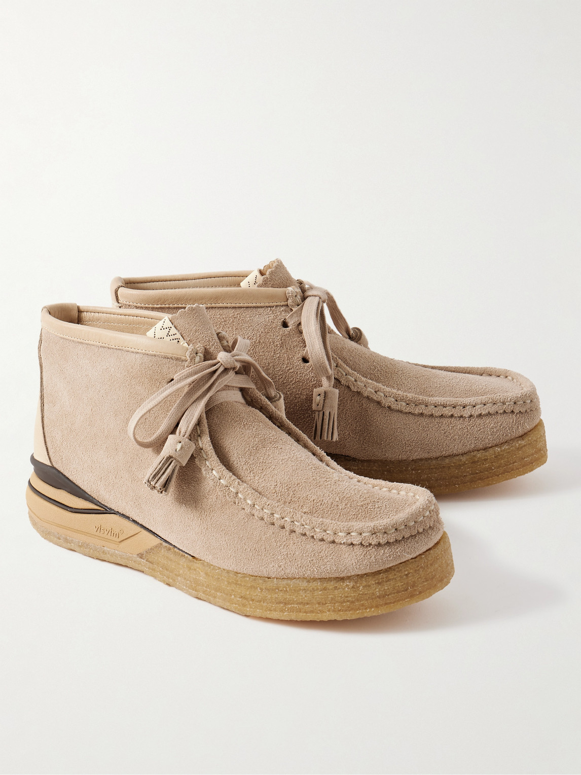 Shop Visvim Beuys Leather-trimmed Suede Desert Boots In Neutrals