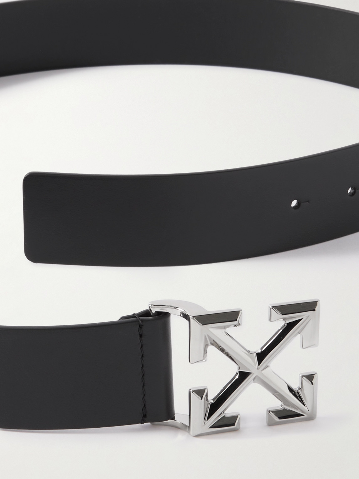 Shop Off-white Arrow 3.5cm Leather Belt In Black