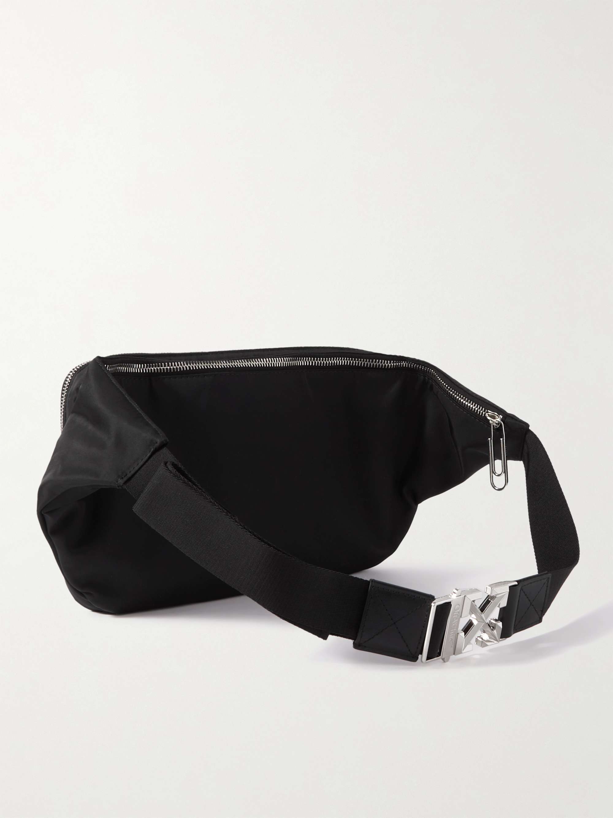 OFF-WHITE Leather-Trimmed Logo-Print Shell Belt Bag
