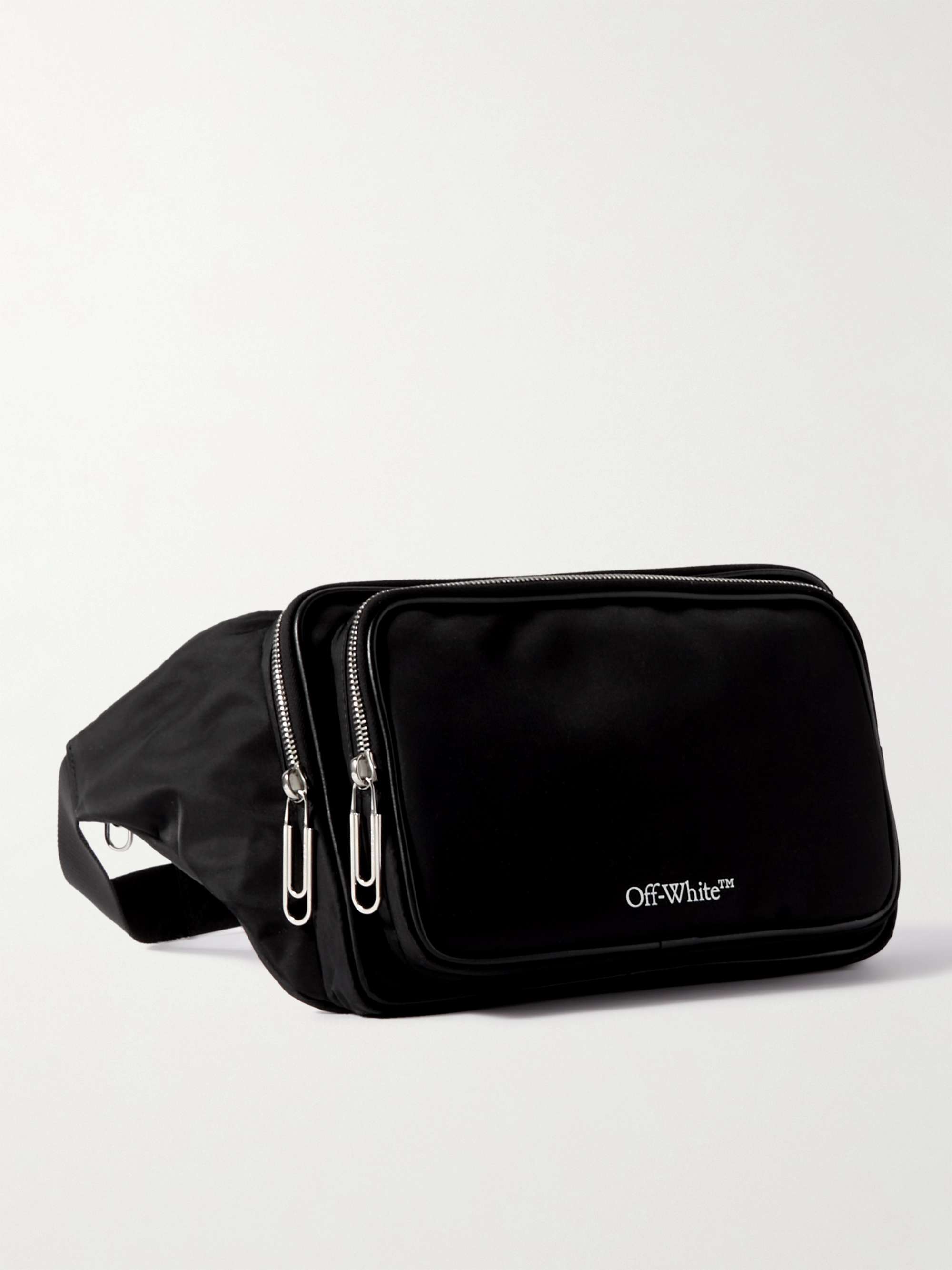 OFF-WHITE Leather-Trimmed Logo-Print Shell Belt Bag