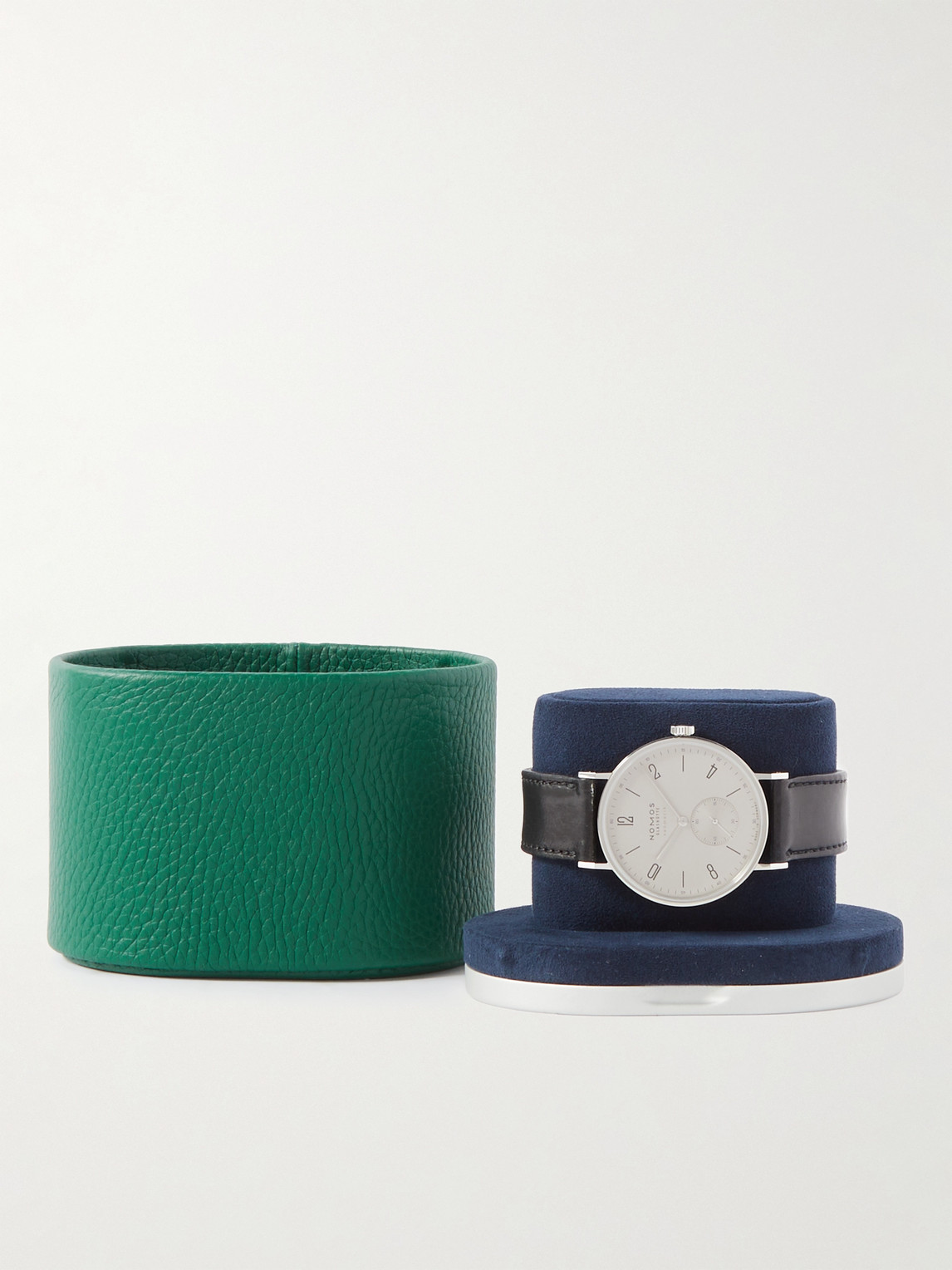 Shop Charles Simon Theo Full-grain Leather Watch Roll In Green