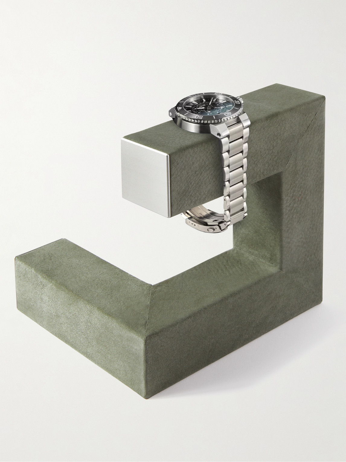Shop Charles Simon Hudson 1 Nubuck And Aluminium Watch Stand In Green