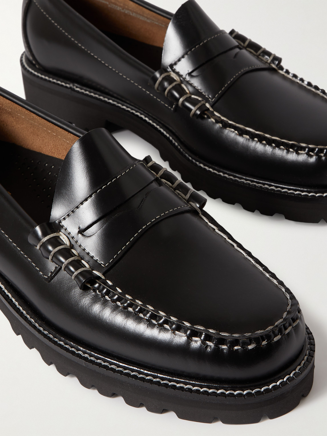 Shop G.h. Bass & Co. Weejun 90 Larson Polished-leather Penny Loafers In Black