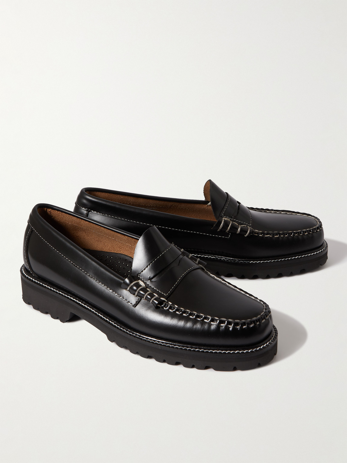 Shop G.h. Bass & Co. Weejun 90 Larson Polished-leather Penny Loafers In Black