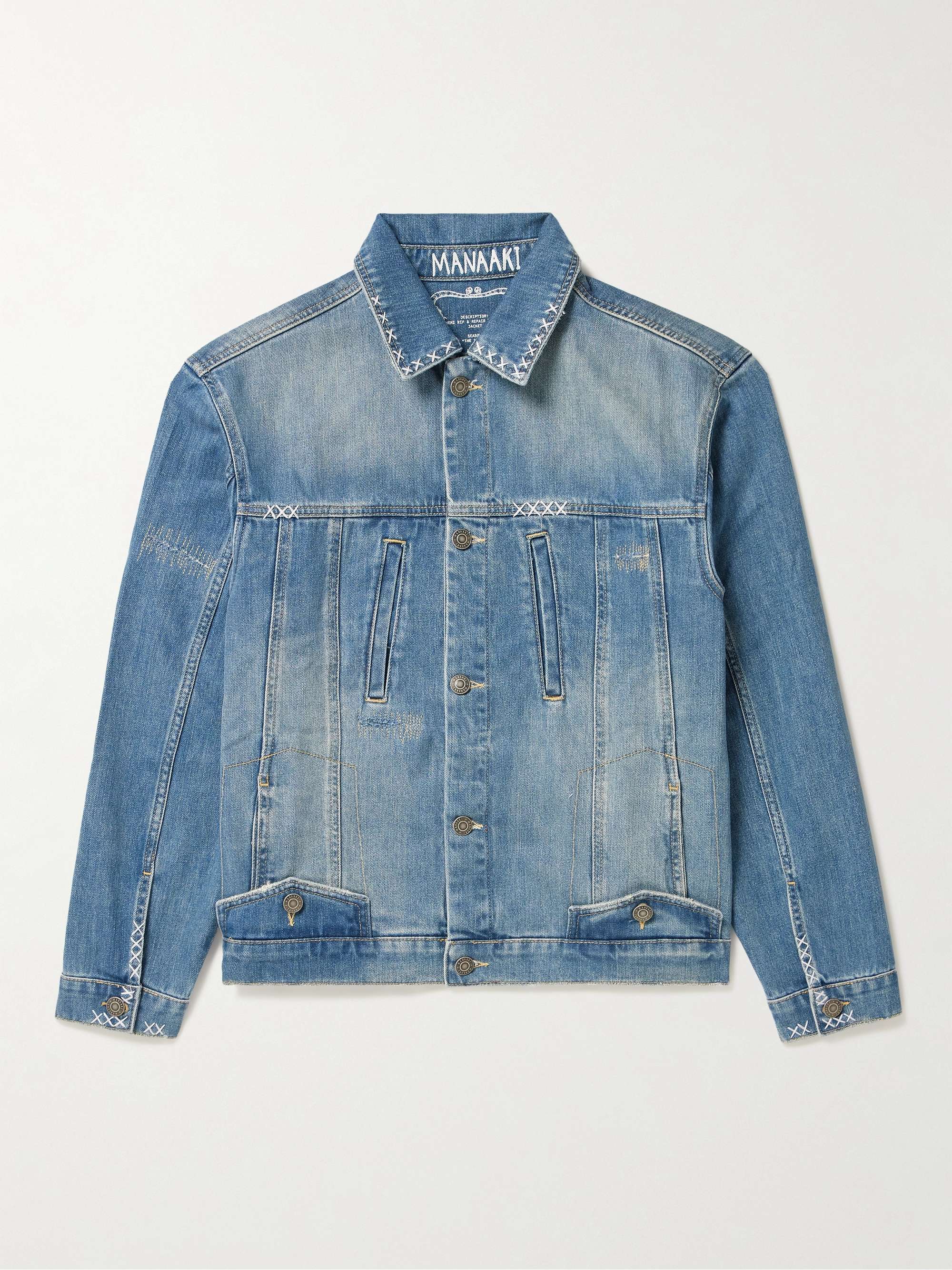 MANAAKI Hemi Embroidered Denim Trucker Jacket for Men | MR PORTER