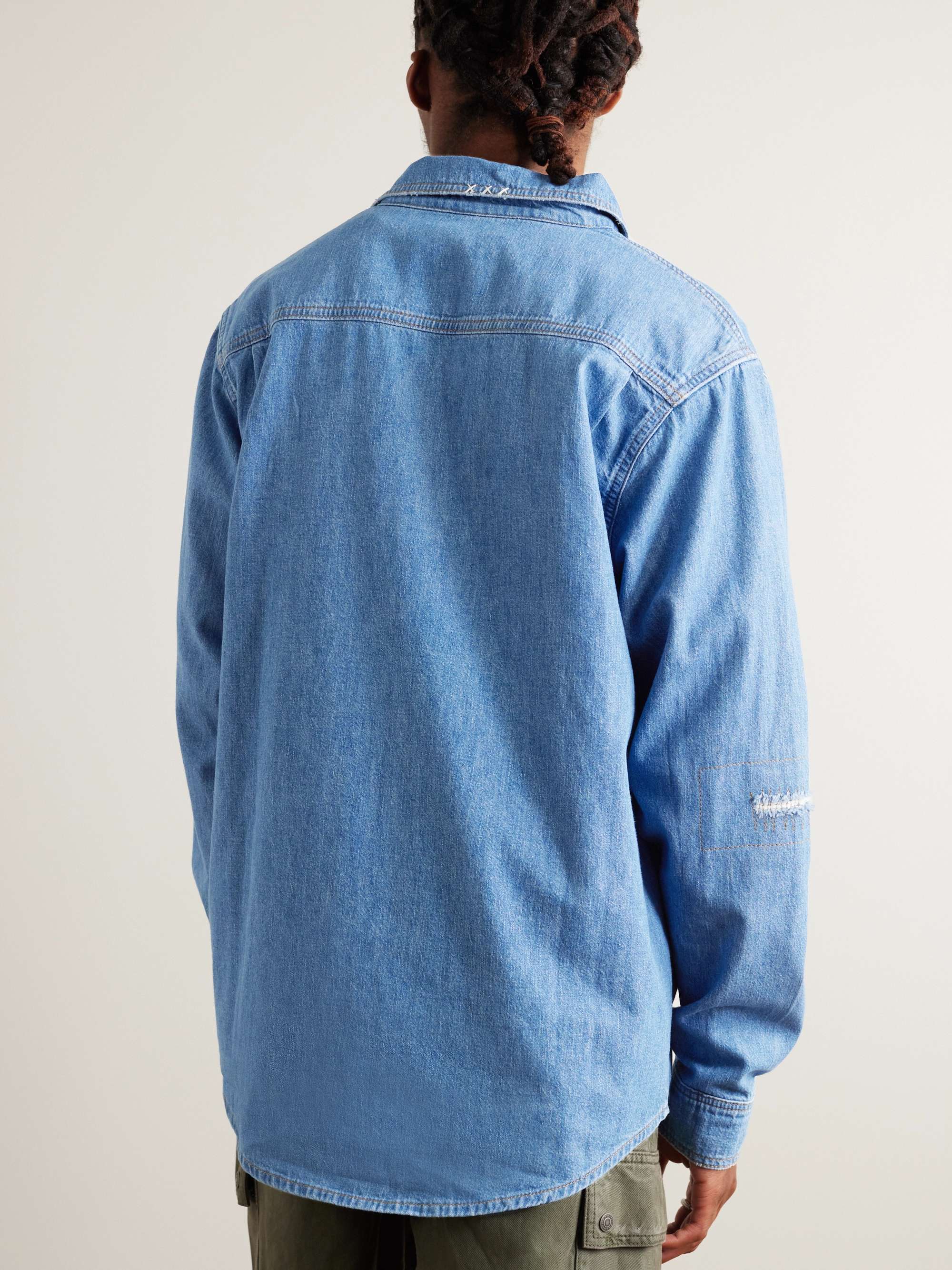 MANAAKI Timi Embroidered Denim Shirt for Men | MR PORTER