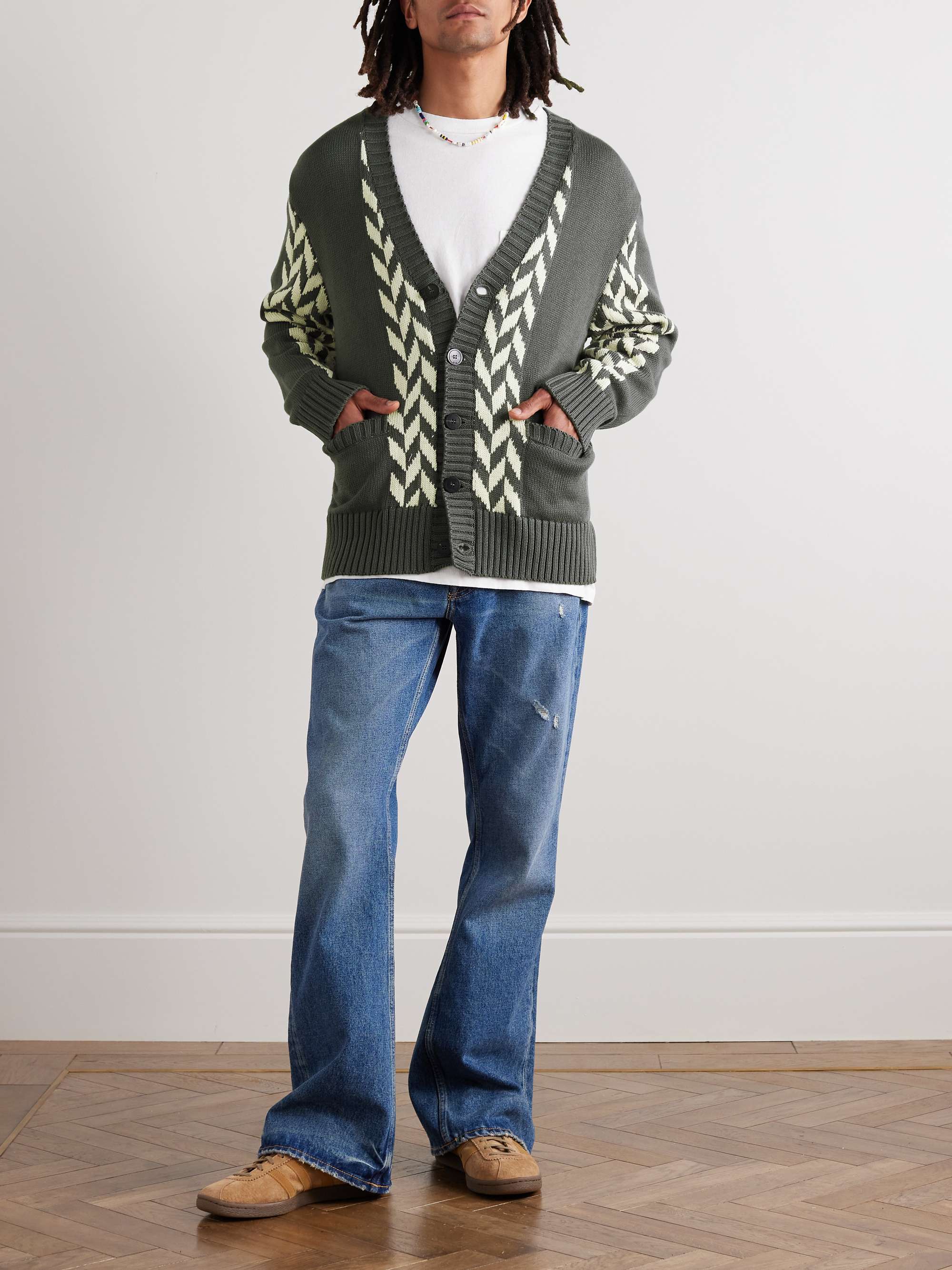 MANAAKI Manaia Intarsia Cotton Cardigan