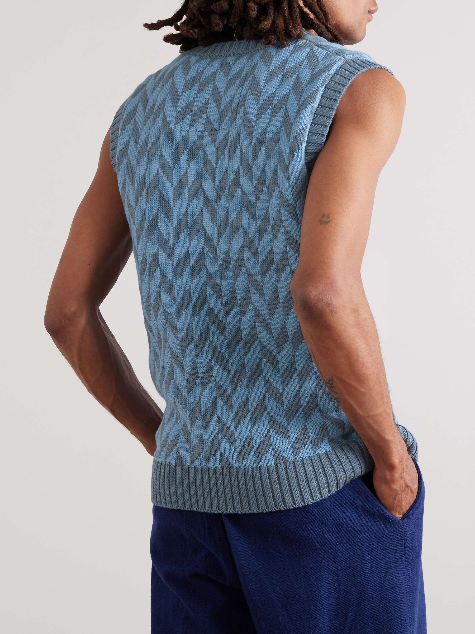 MANAAKI Gilet in cotone a intarsio Manaia