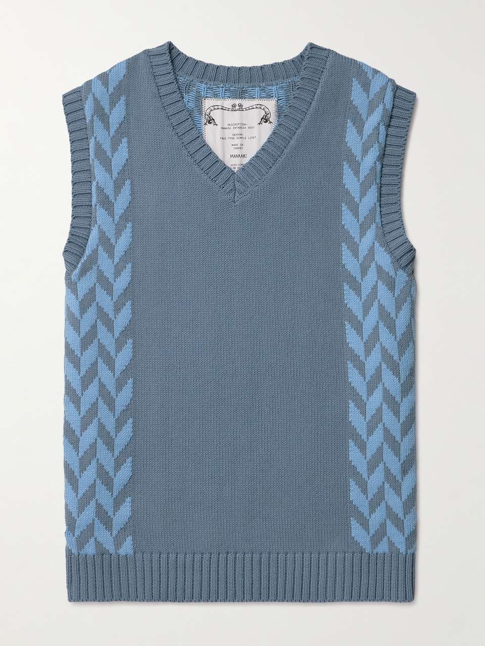 MANAAKI Manaia Slim-Fit Intarsia Cotton Sweater Vest for Men | MR PORTER