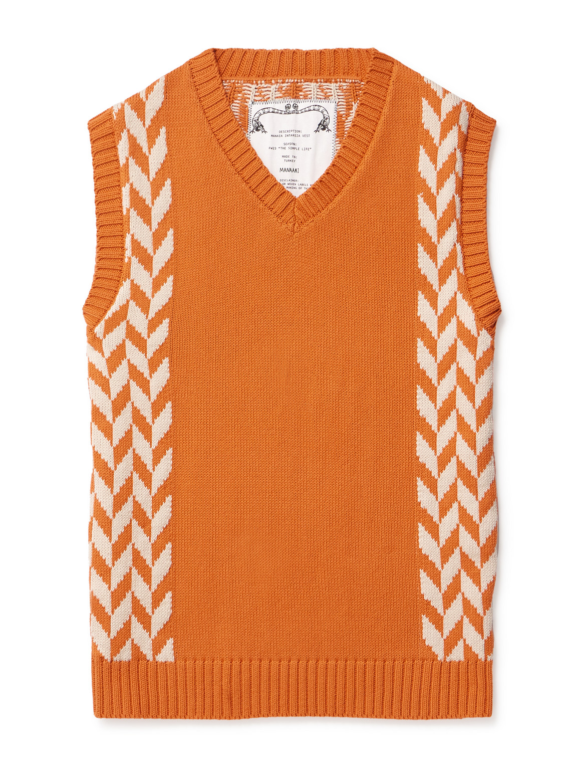 Manaia Slim-Fit Intarsia Cotton Sweater Vest