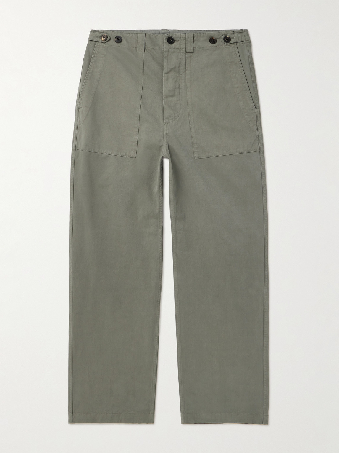 Miles Leon Work Straight-leg Cotton-twill Trousers In Gray