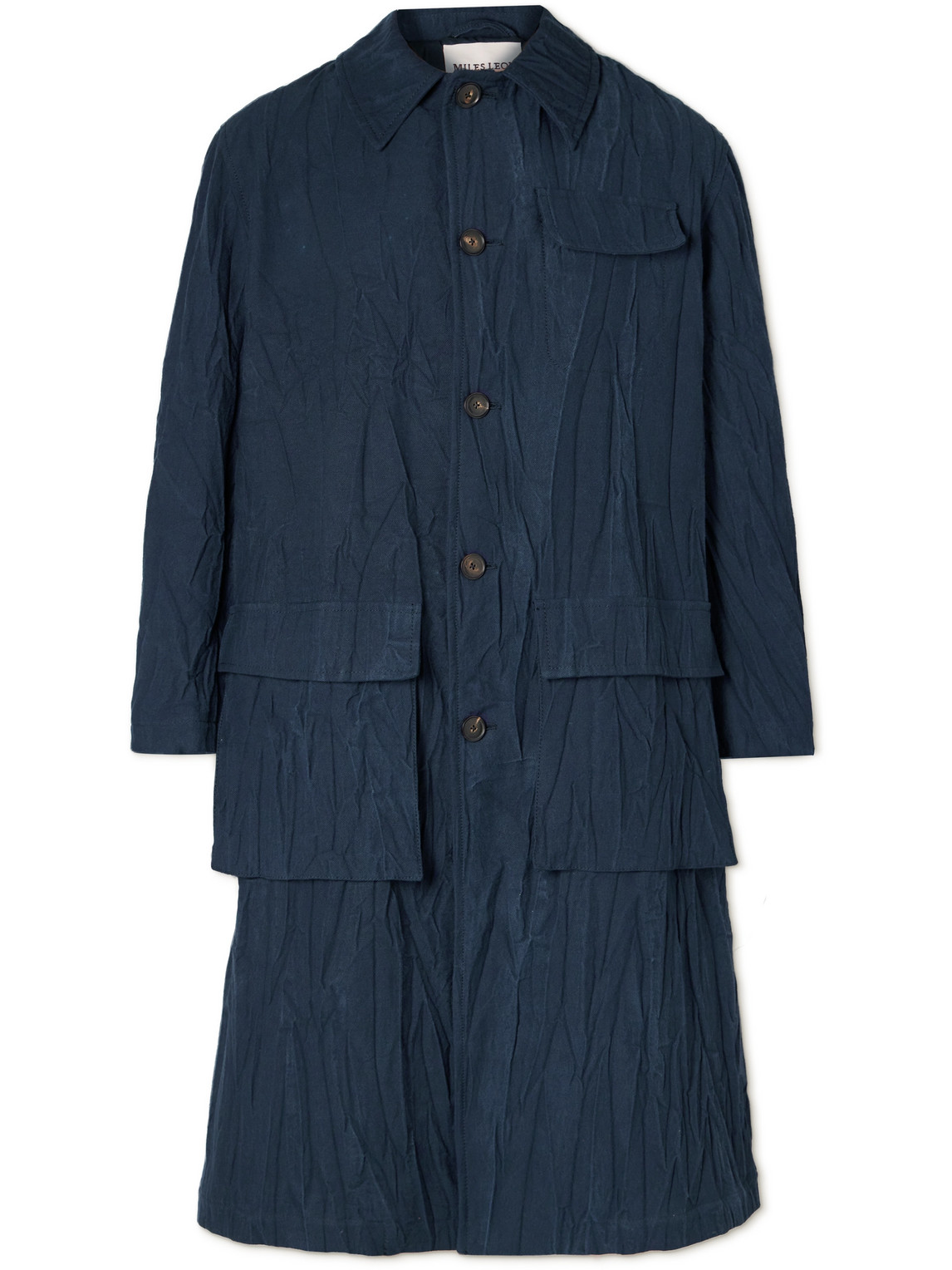 Crinkled Cotton-Twill Coat