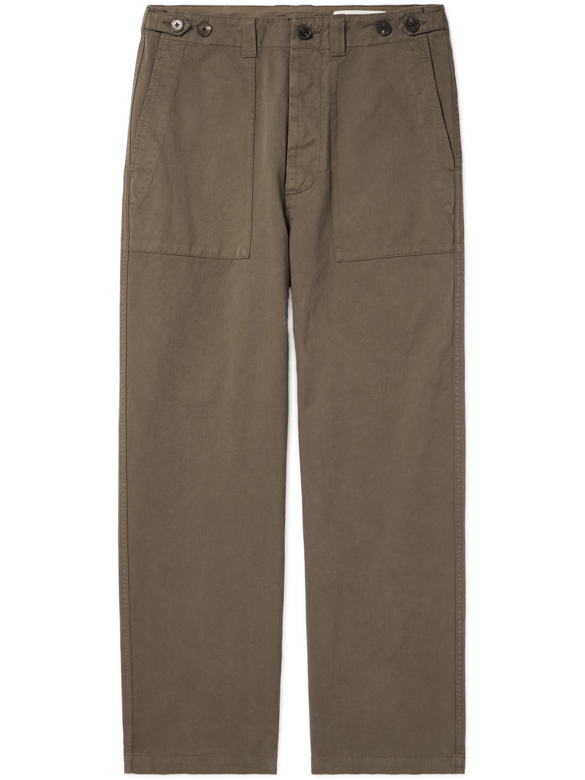 Miles Leon Work Straight-leg Cotton-twill Trousers In Brown