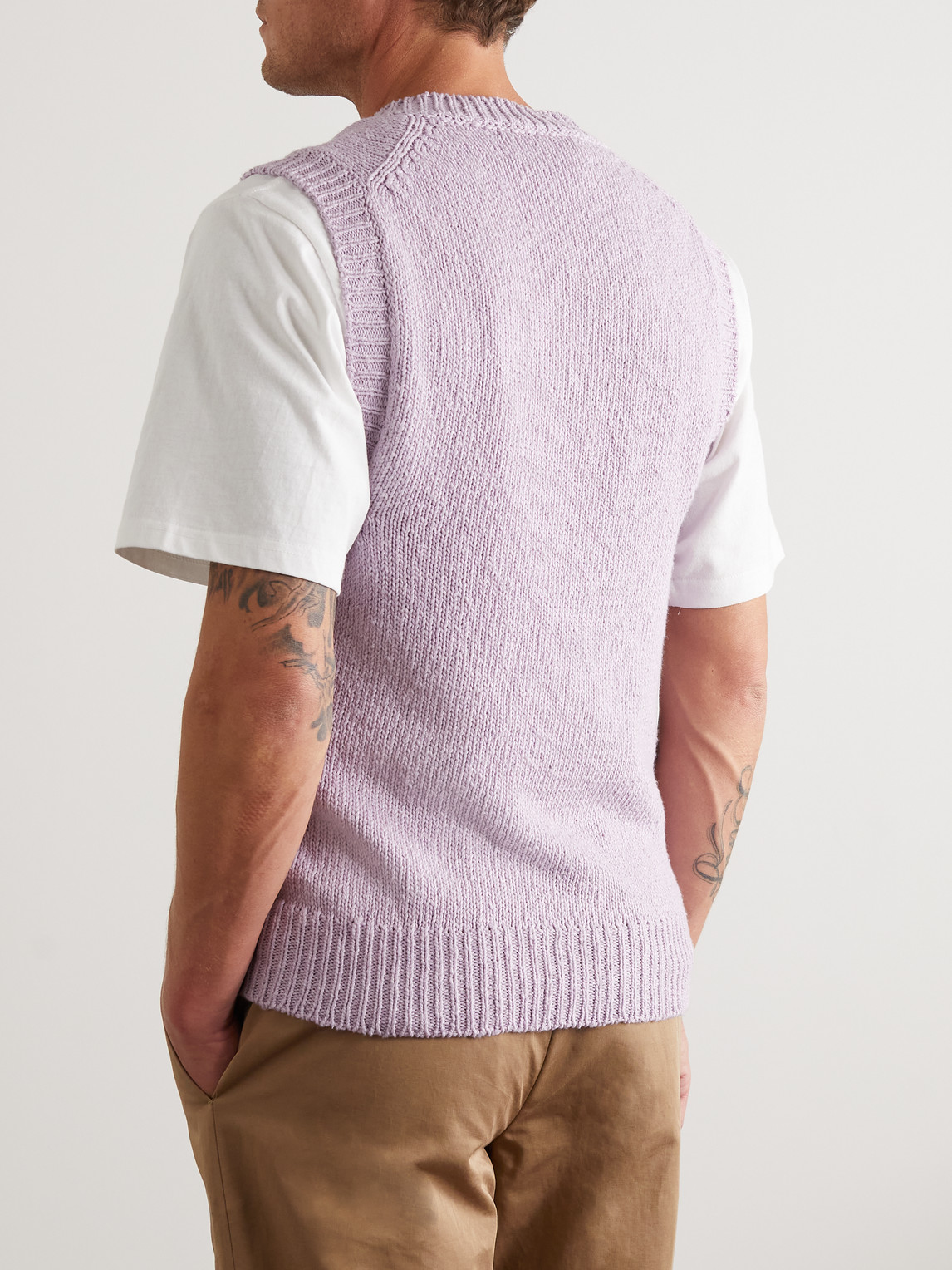 Miles Leon Slim-fit Cotton Sweater Vest In Purple