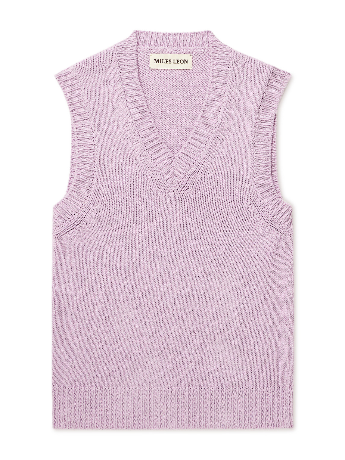 Miles Leon Slim-fit Cotton Sweater Vest In Purple
