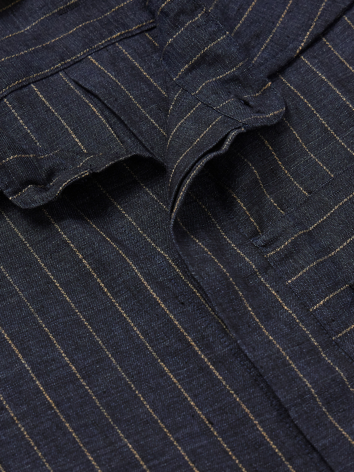 Shop Miles Leon Zen Oversized Pinstriped Linen Shirt In Blue