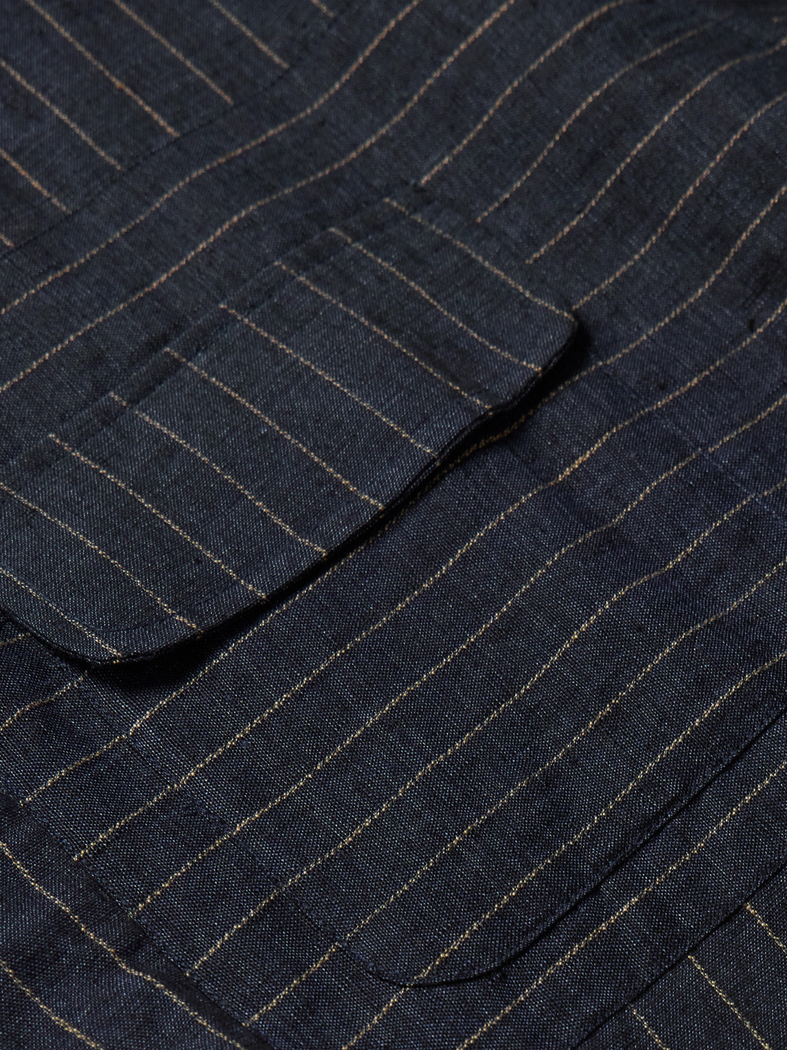 Miles Leon Zen Oversized Pinstriped Linen Shirt In Blue