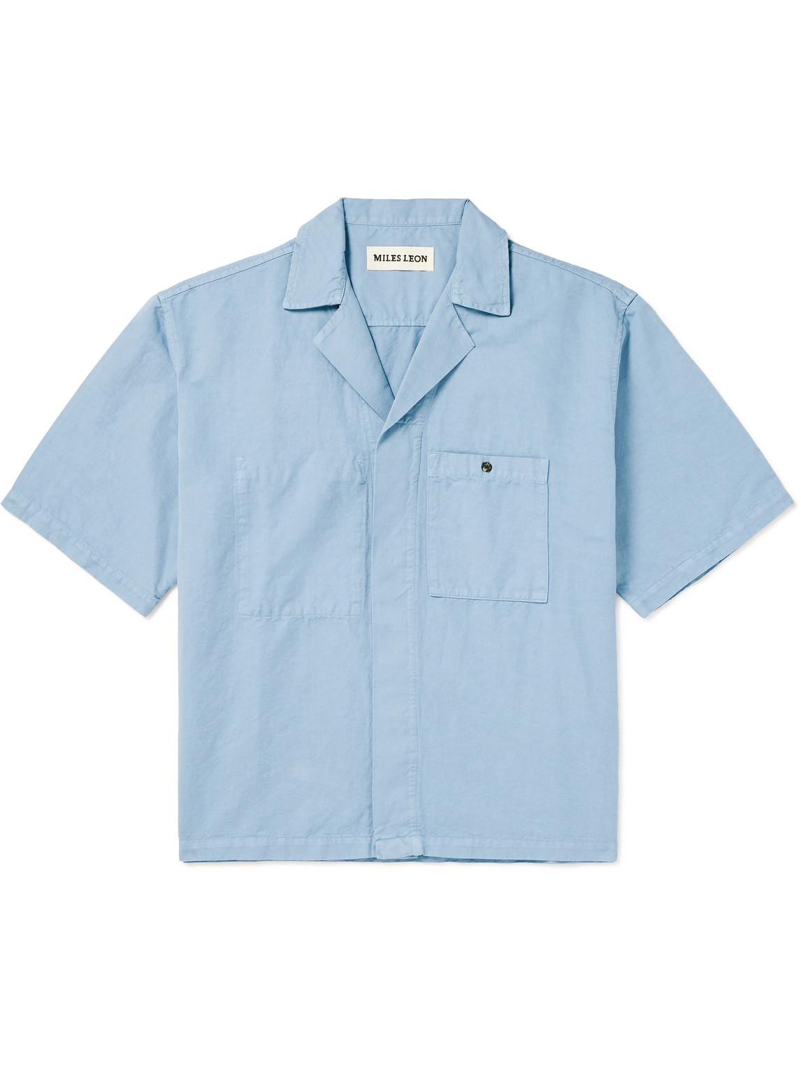 Camp-Collar Cotton and Linen-Blend Shirt