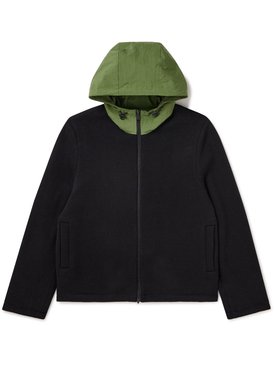 Reversible Cotton and Merino Wool-Blend and Shell Hooded Jacket