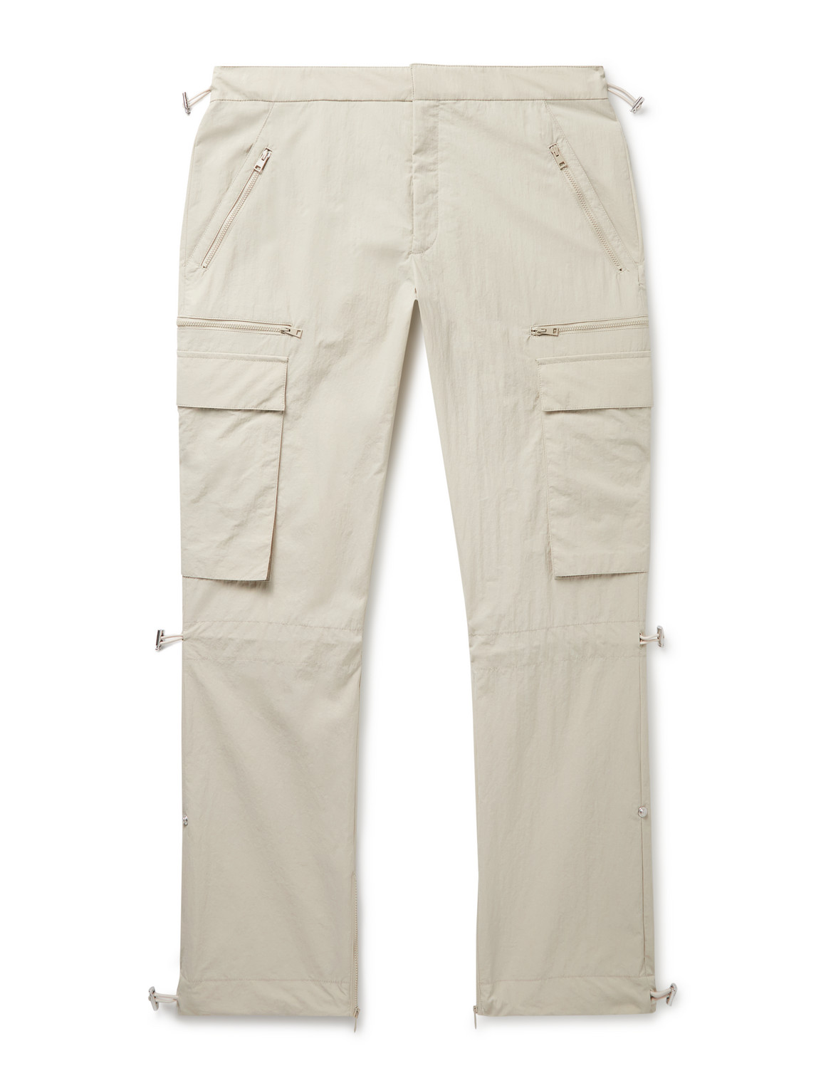 Straight-Leg Crinkled-Canvas Cargo Trousers