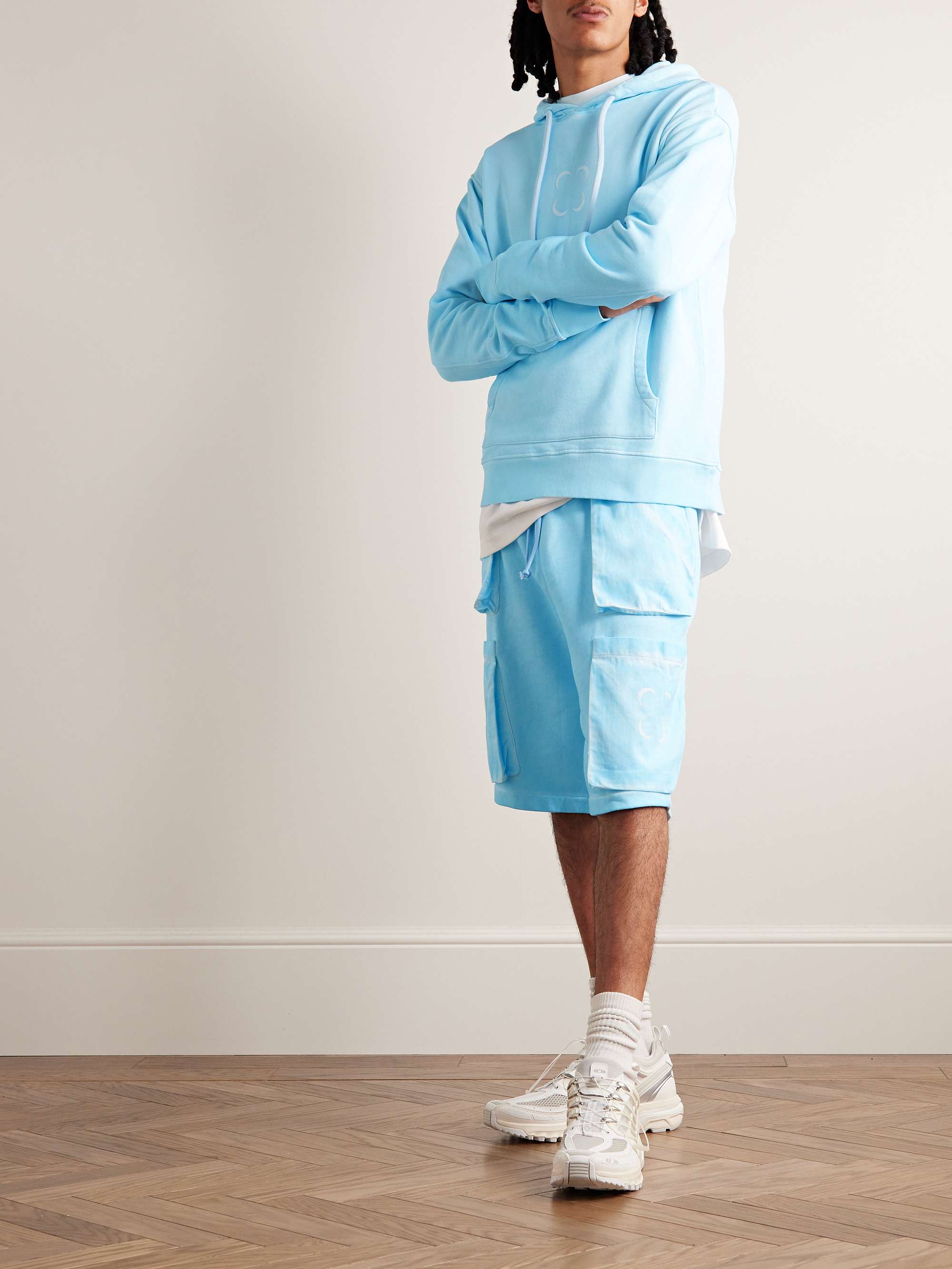 SAIF UD DEEN Straight-Leg Cold-Dyed Cotton-Jersey Drawstring Cargo Shorts  for Men | MR PORTER