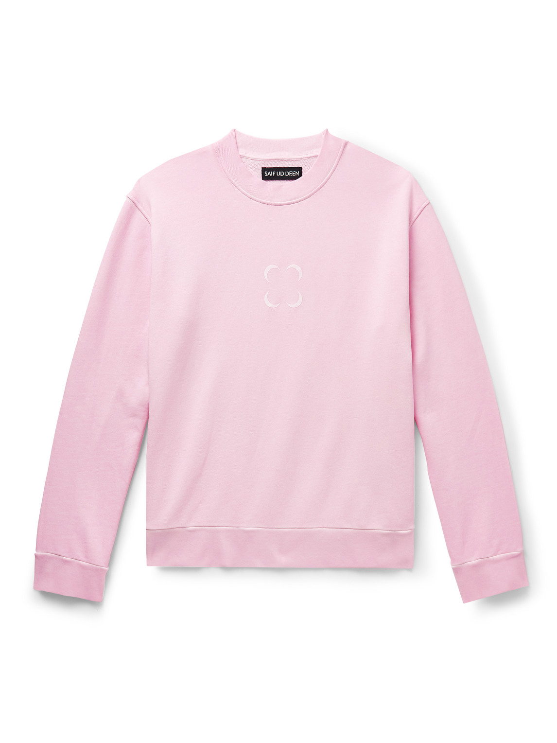 SAIF UD DEEN - Cold-Dyed Logo-Print Cotton-Jersey Sweatshirt - Men - Pink - M