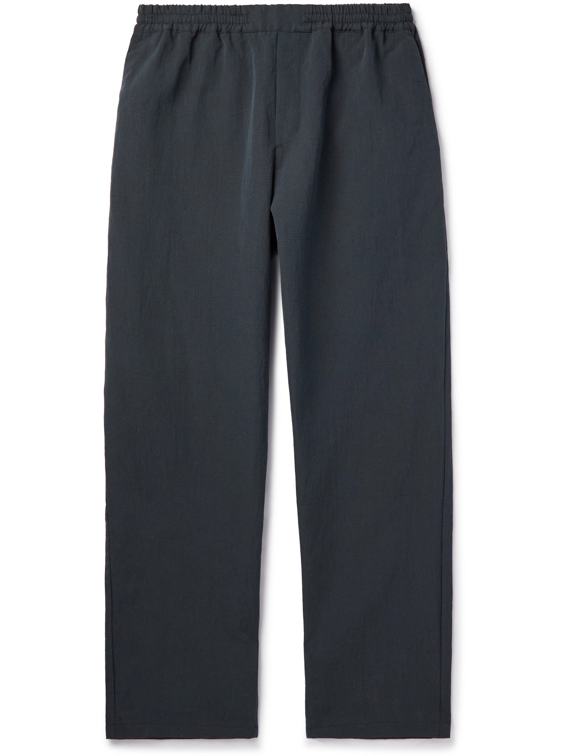 A Kind Of Guise Banasa Straight-leg Cotton And Linen-blend Seersucker Trousers In Blue